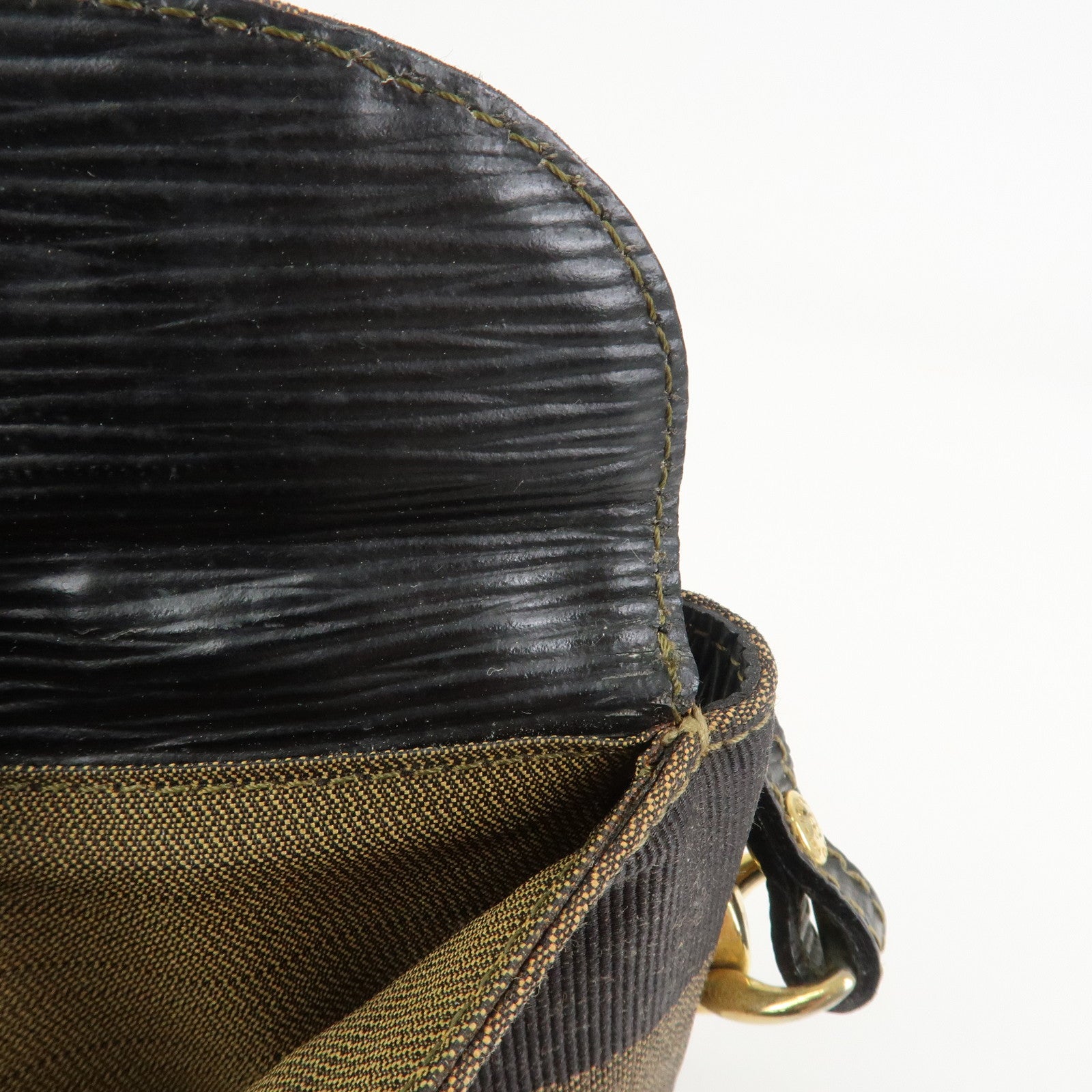 FENDI Pequin Logo Canvas Leather Shoulder Bag Crossbody Bag 15171