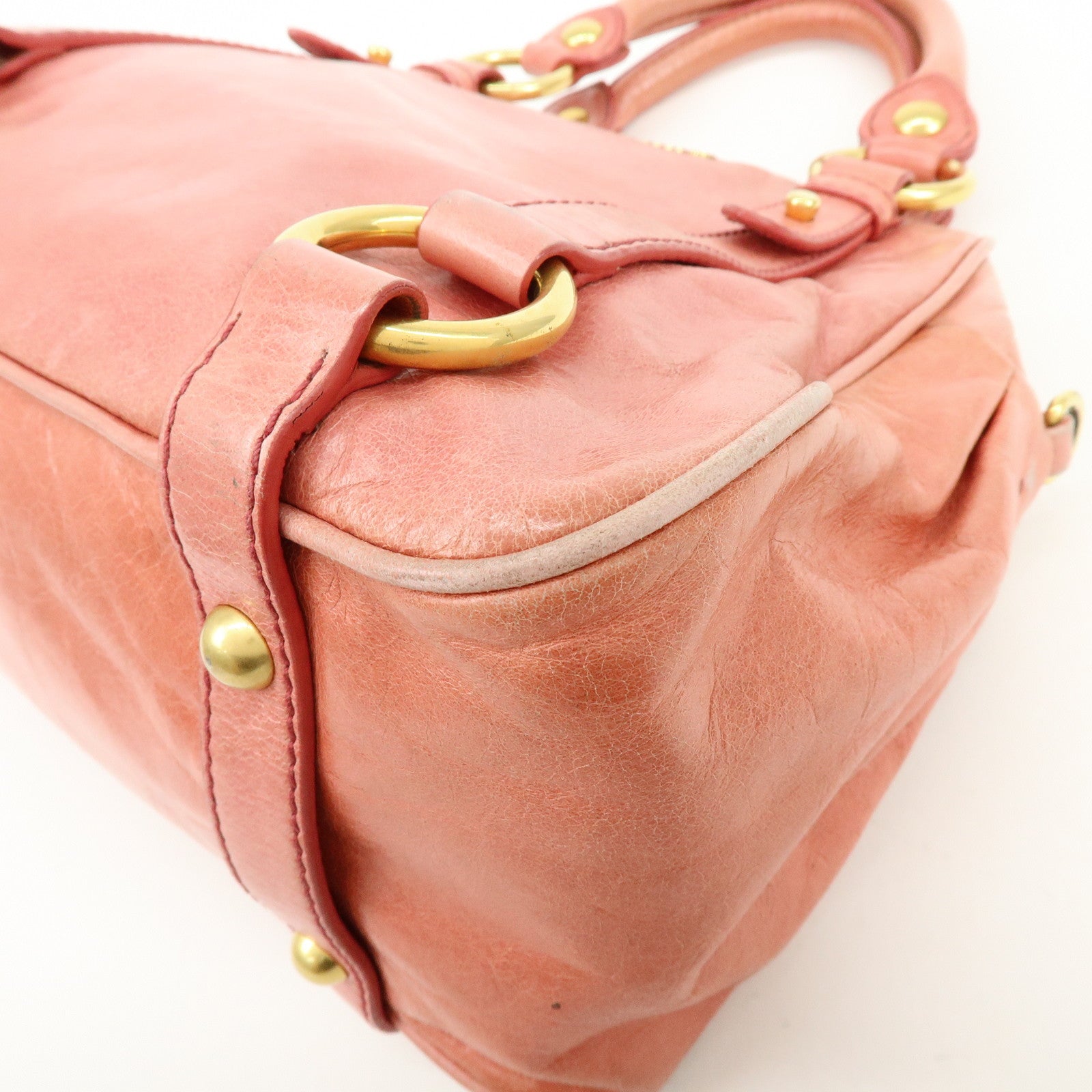 MIU MIU Leather 2Way Bag Hand Bag Shoulder Bag Pink