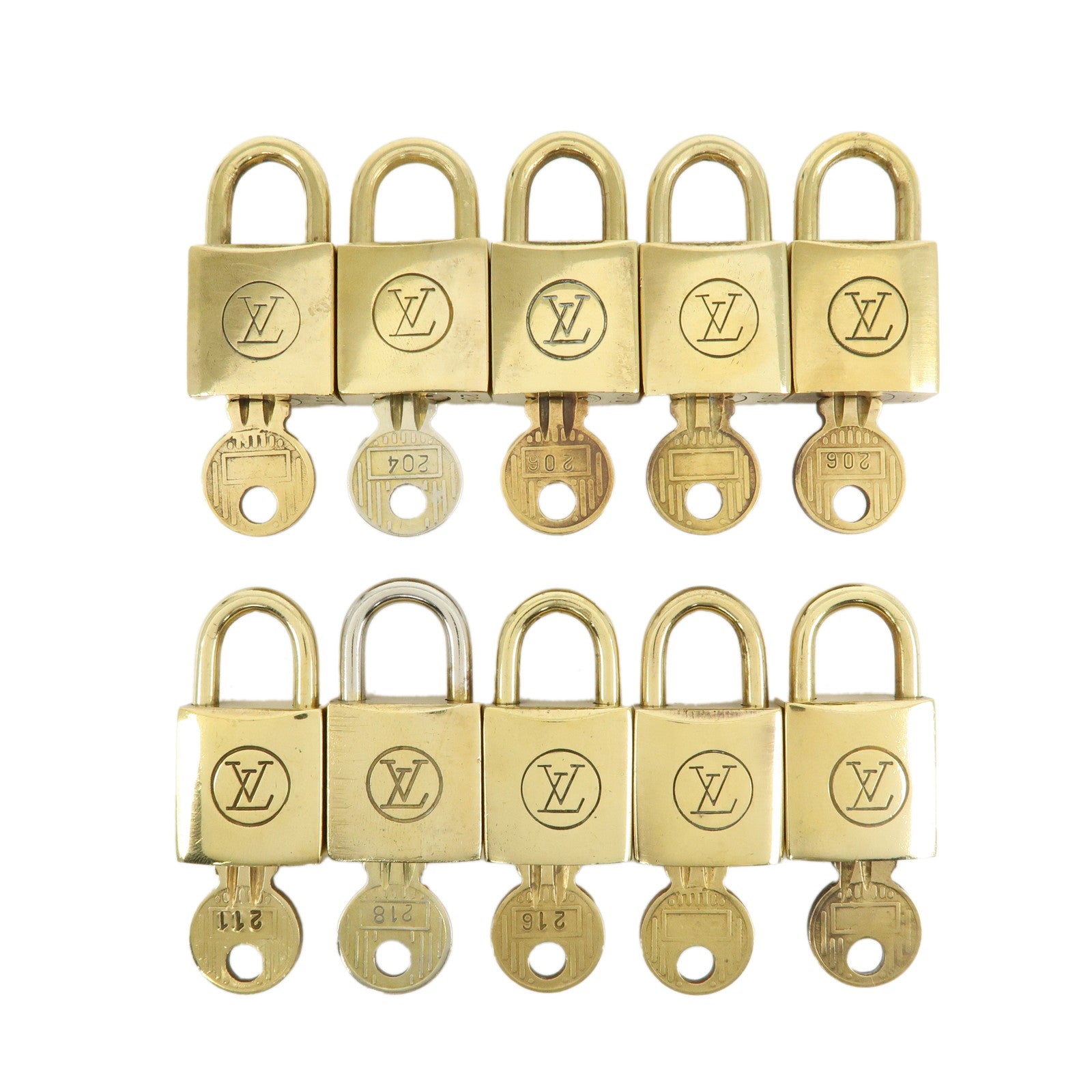Louis Vuitton Set of 10 Lock & Key Cadena Key Lock Used