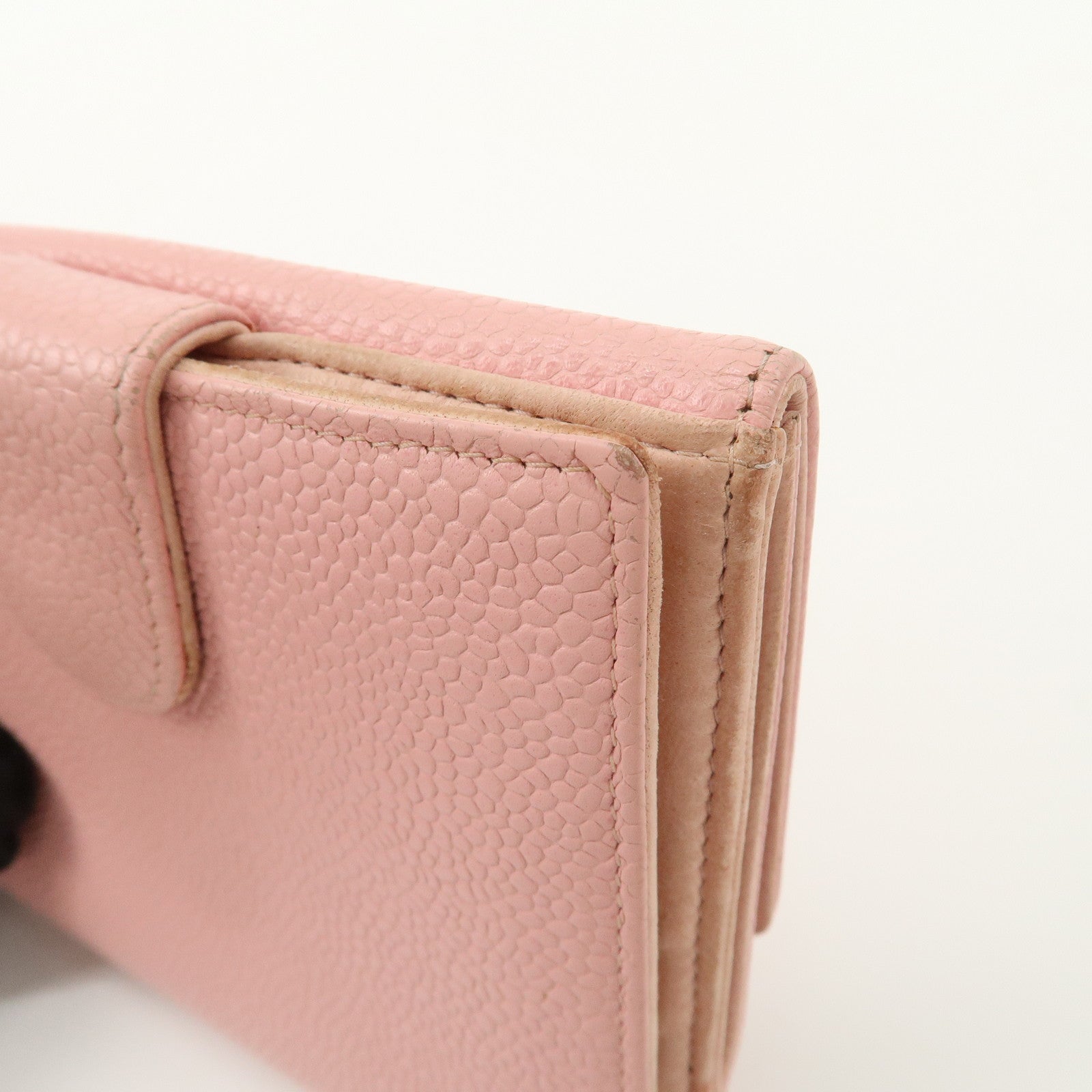 CHANEL COCO Mark Caviarskin Bi-fold Wallet Compact Wallet Pink