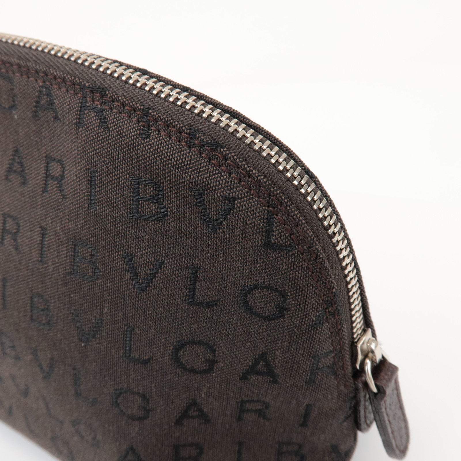 BVLGARI Logomania Canvas Pouch Cosmetic Pouch Dark Brown