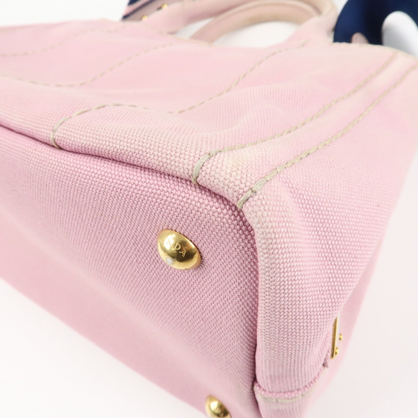 PRADA Canapa Mini Denim Hand Bag Tote Bag Pink 1BG439 Used