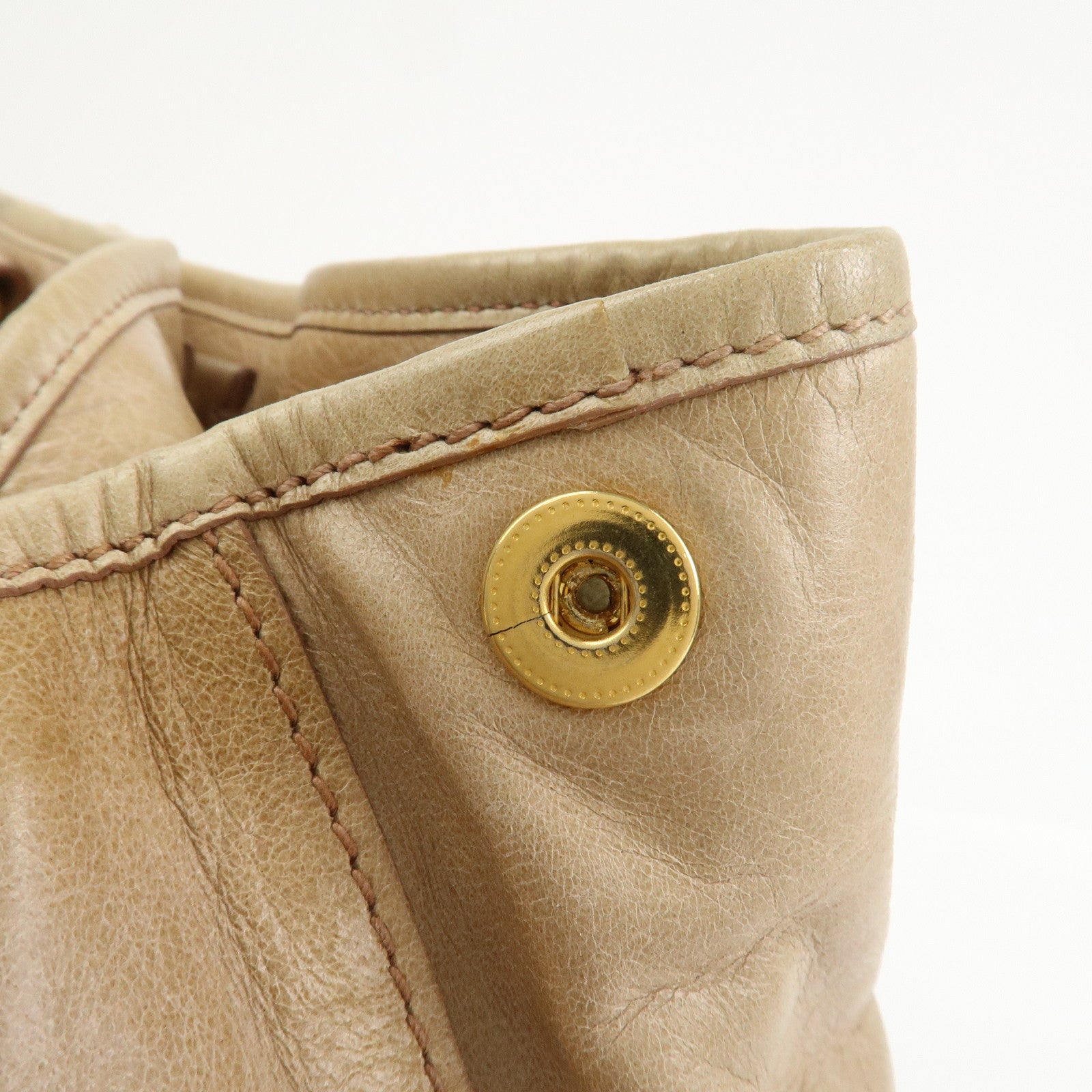 MIU MIU Leather 2Way Bag Hand Bag Shoulder Bag Beige