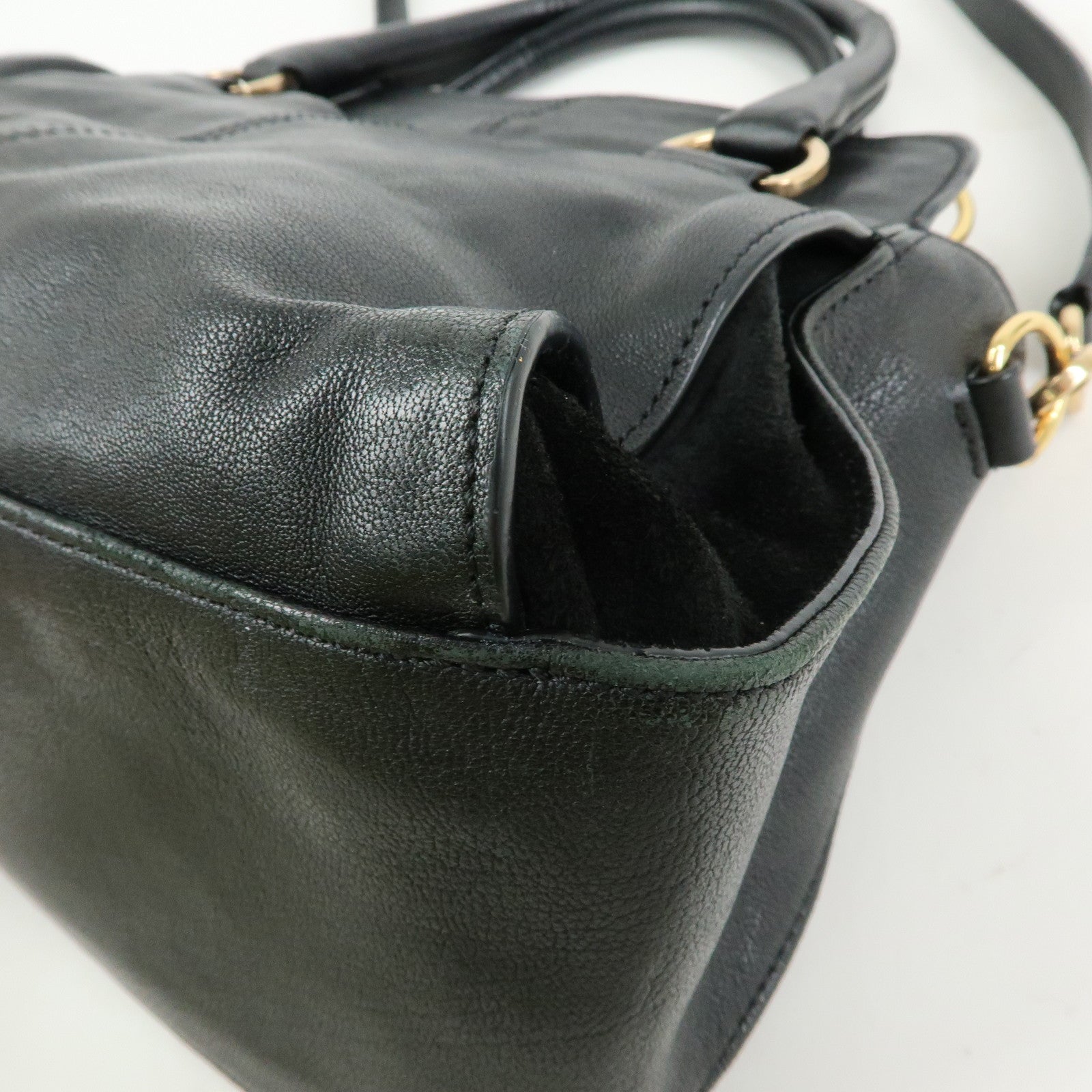 Chloe See by Cloe Leather 2Way Bag Shoulder Bag Hand Bag Black