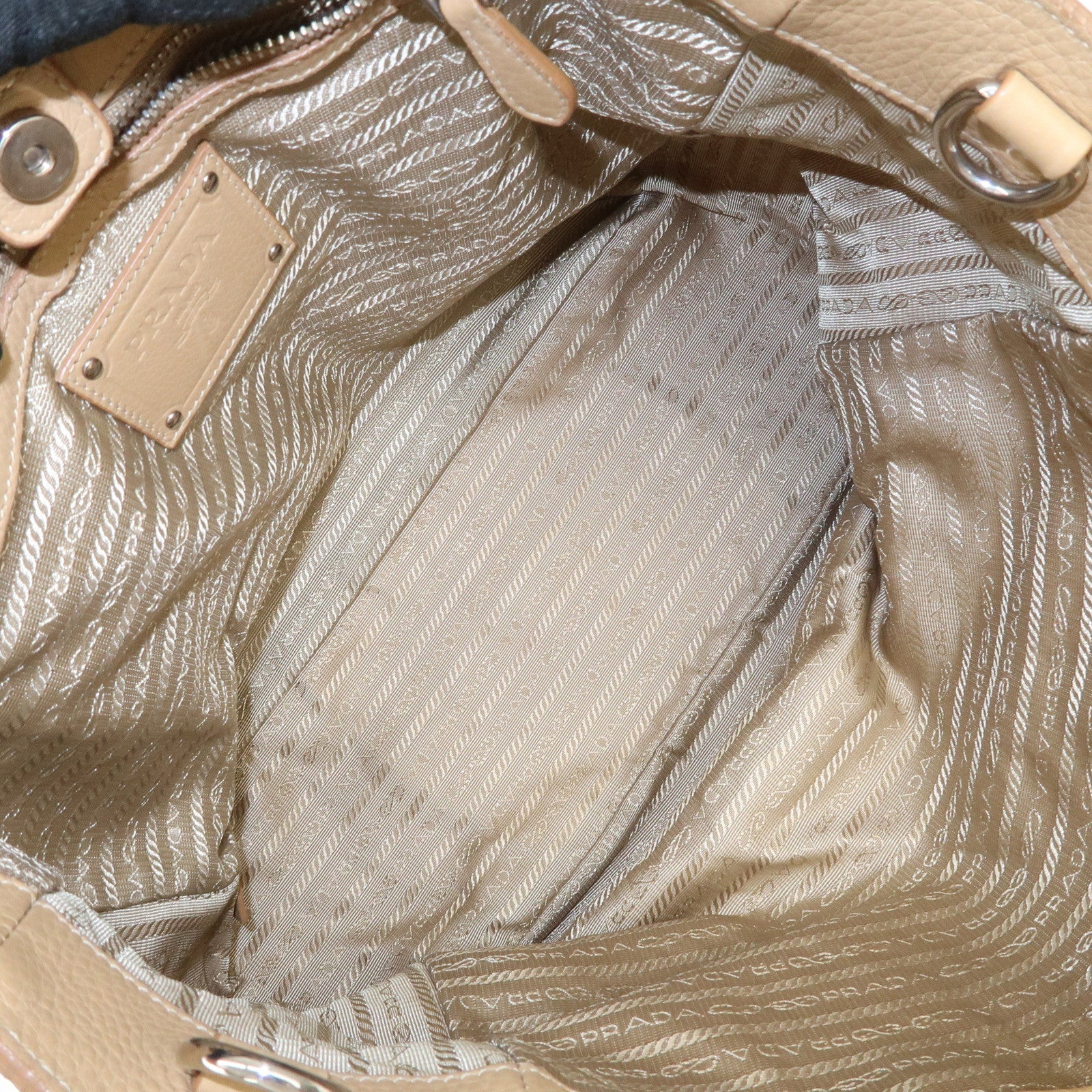 PRADA Logo Leather 2Way Bag Hand Bag Shoulder Bag Beige BN1364