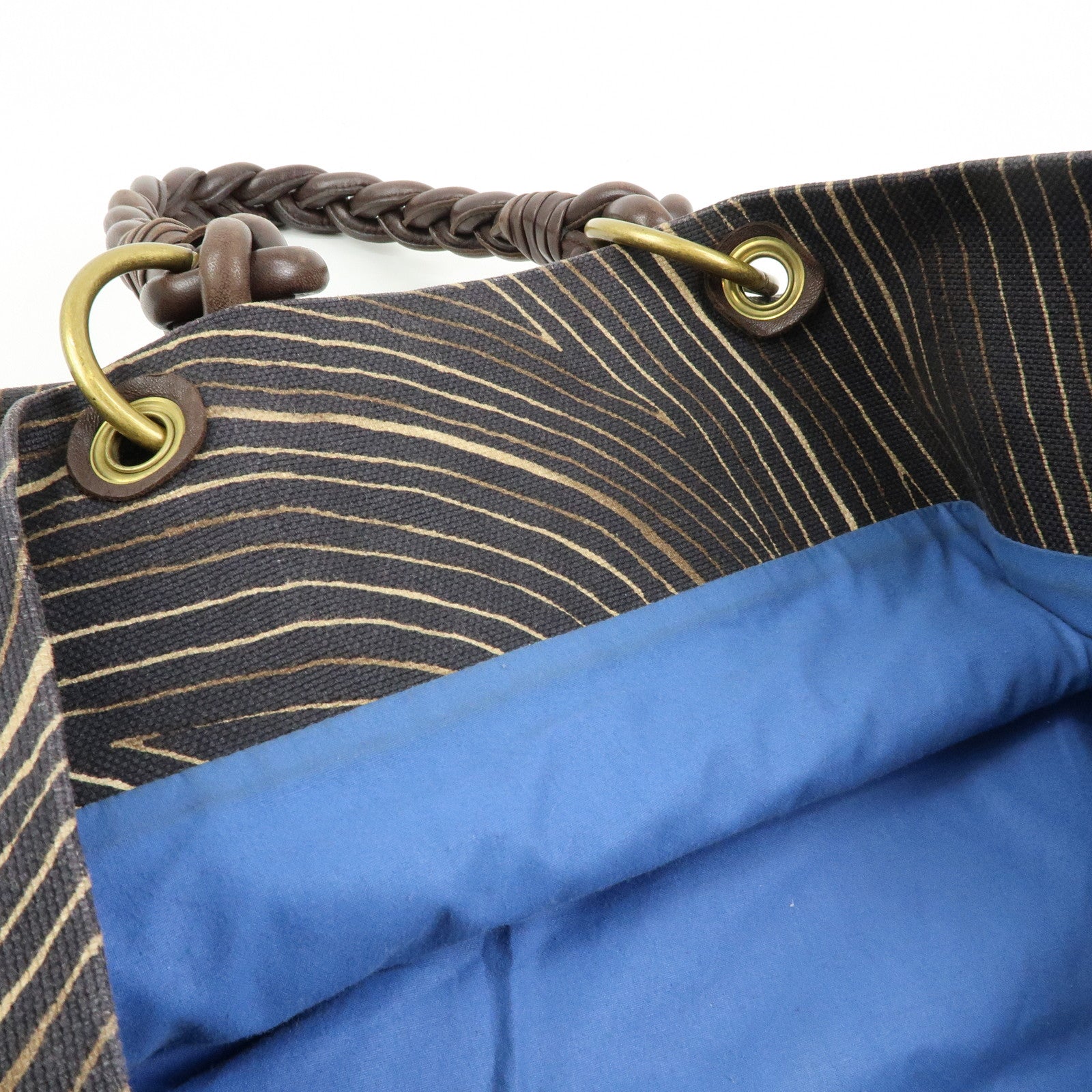 BOTTEGA VENETA Canvas Leather Tote Bag Hand Bag Brown