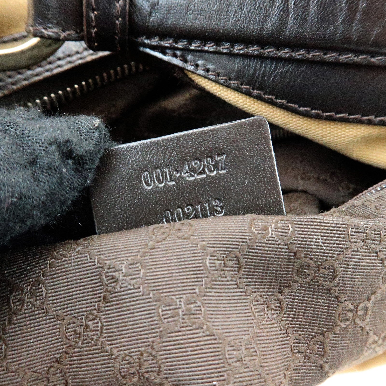 GUCCI Sherry Canvas Leather Shoulder Bag Beige Brown 001・4287