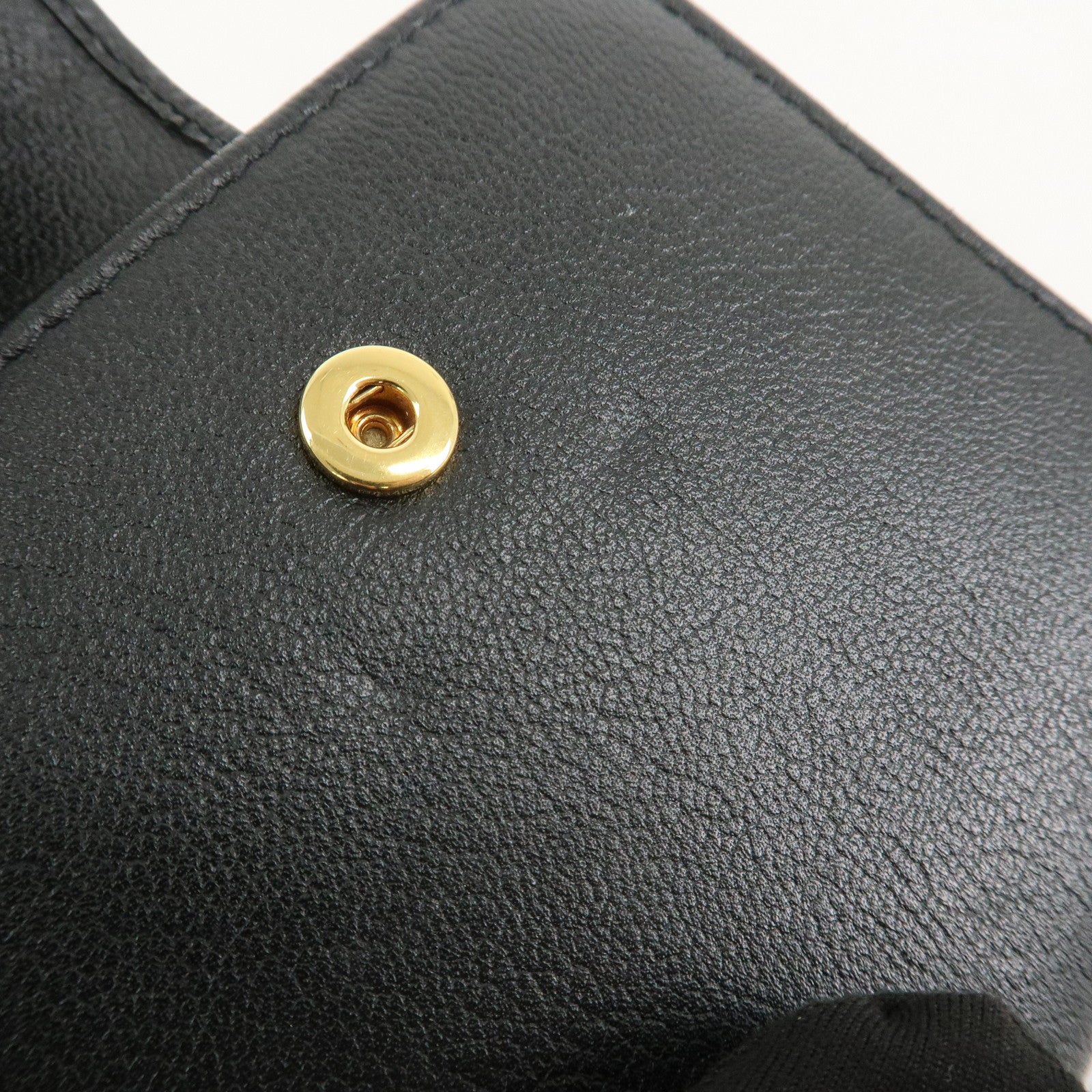 SAINT LAURENT Round Zippy Leather Bi-fold Wallet Black 568985 Used