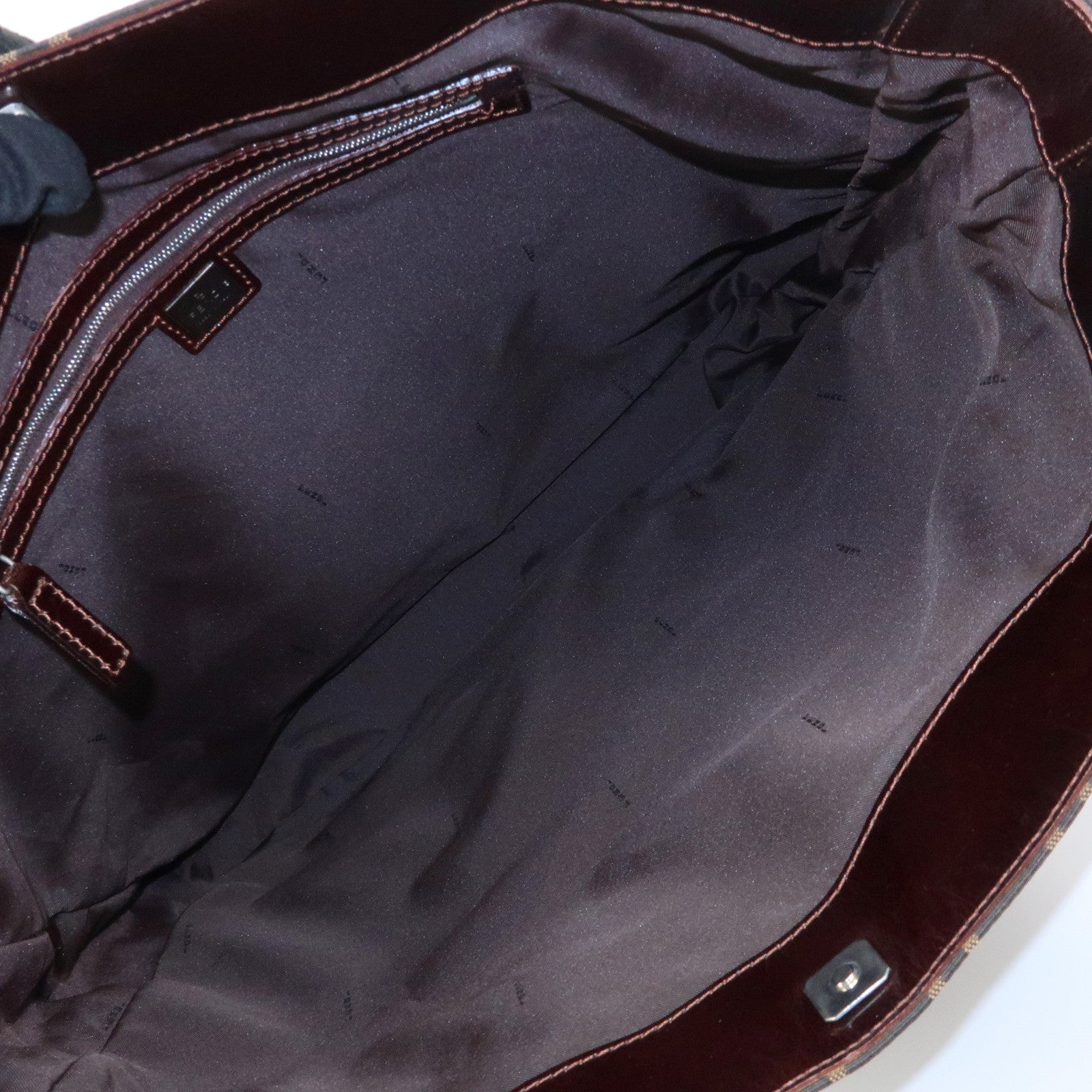 FENDI Zucca Canvas Leather Tote Bag Shoulder Bag Brown 16329