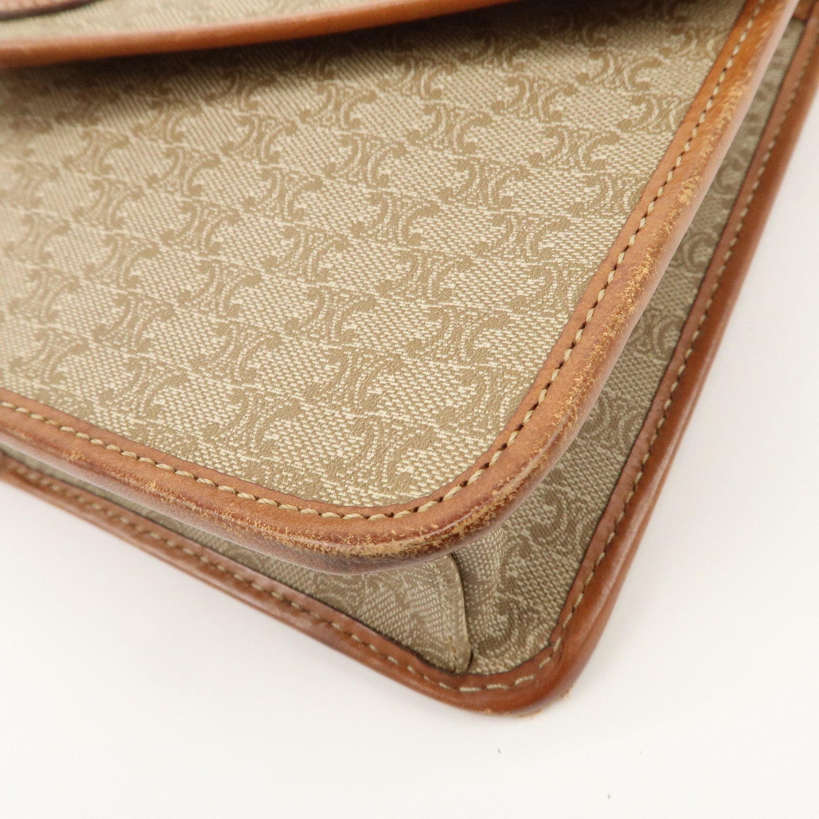 CELINE C Macadam 2Way Bag Shoulder Bag Clutch Bag Beige Brown