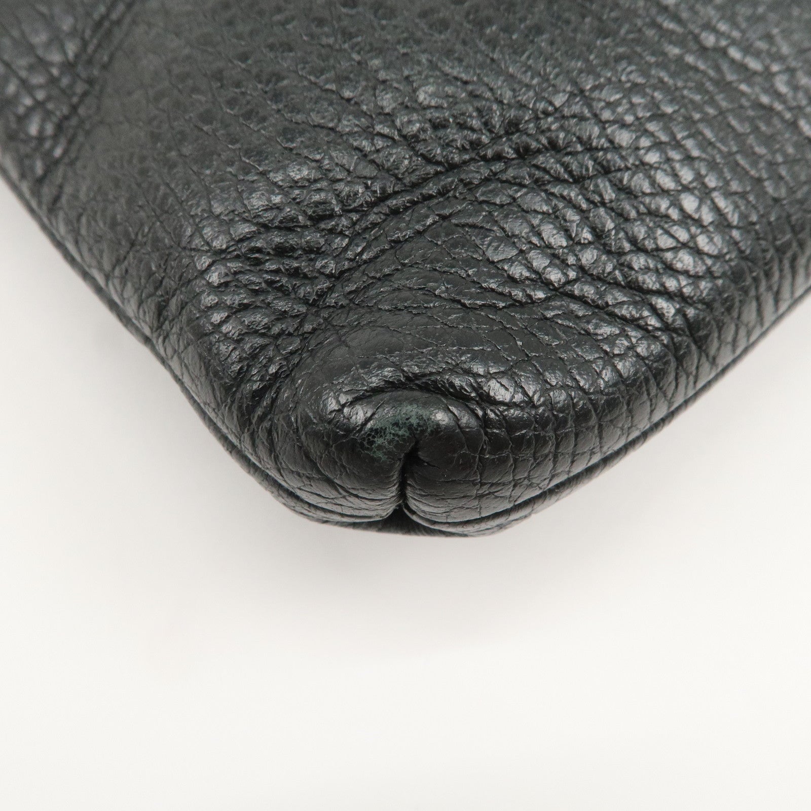 GUCCI Leather Clutch Bag Pouch Black Silver Hardware 546532 Used