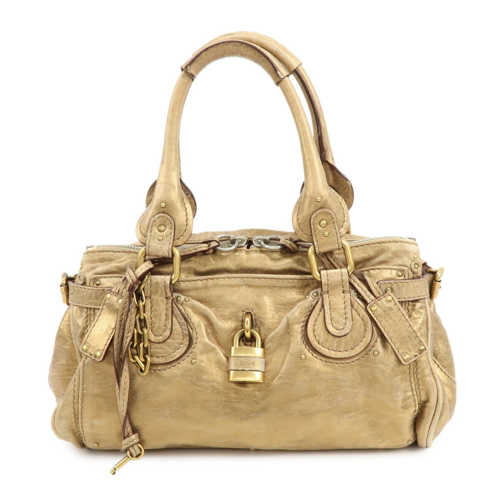 Chloe Paddington Leather Shoulder Bag Hand Bag Gold
