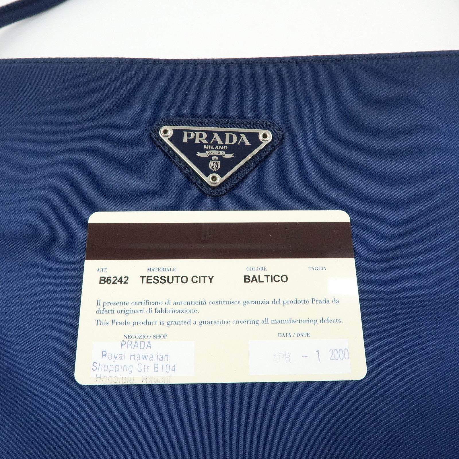 PRADA Triangle Logo Nylon Shoulder Bag Hand Bag Navy B6242