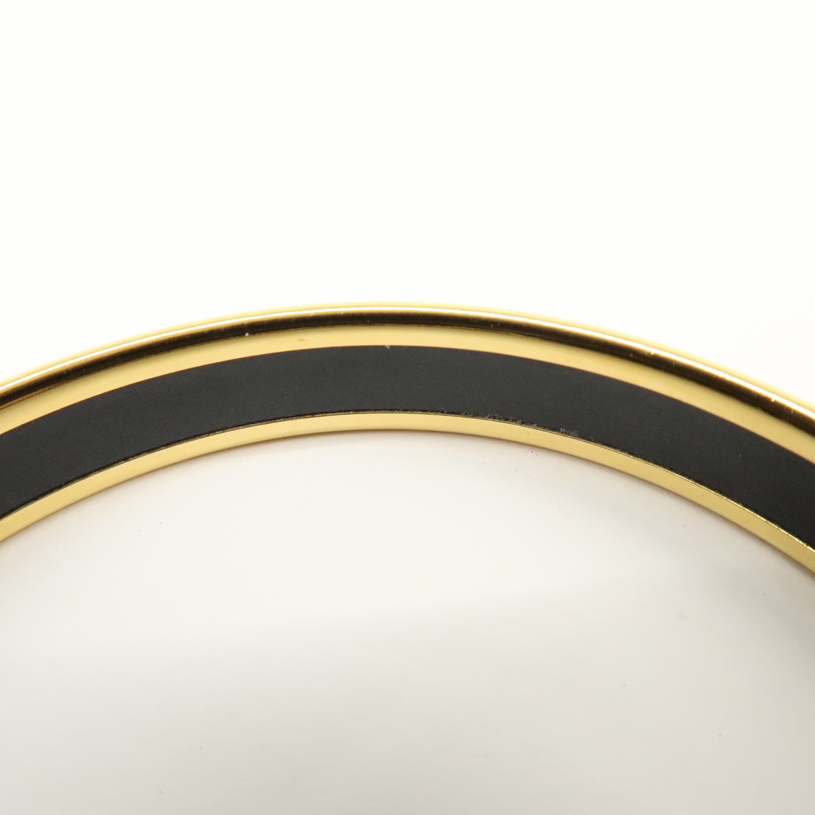 HERMES Email PM Gold Plated Bracelet Bangle Black Red