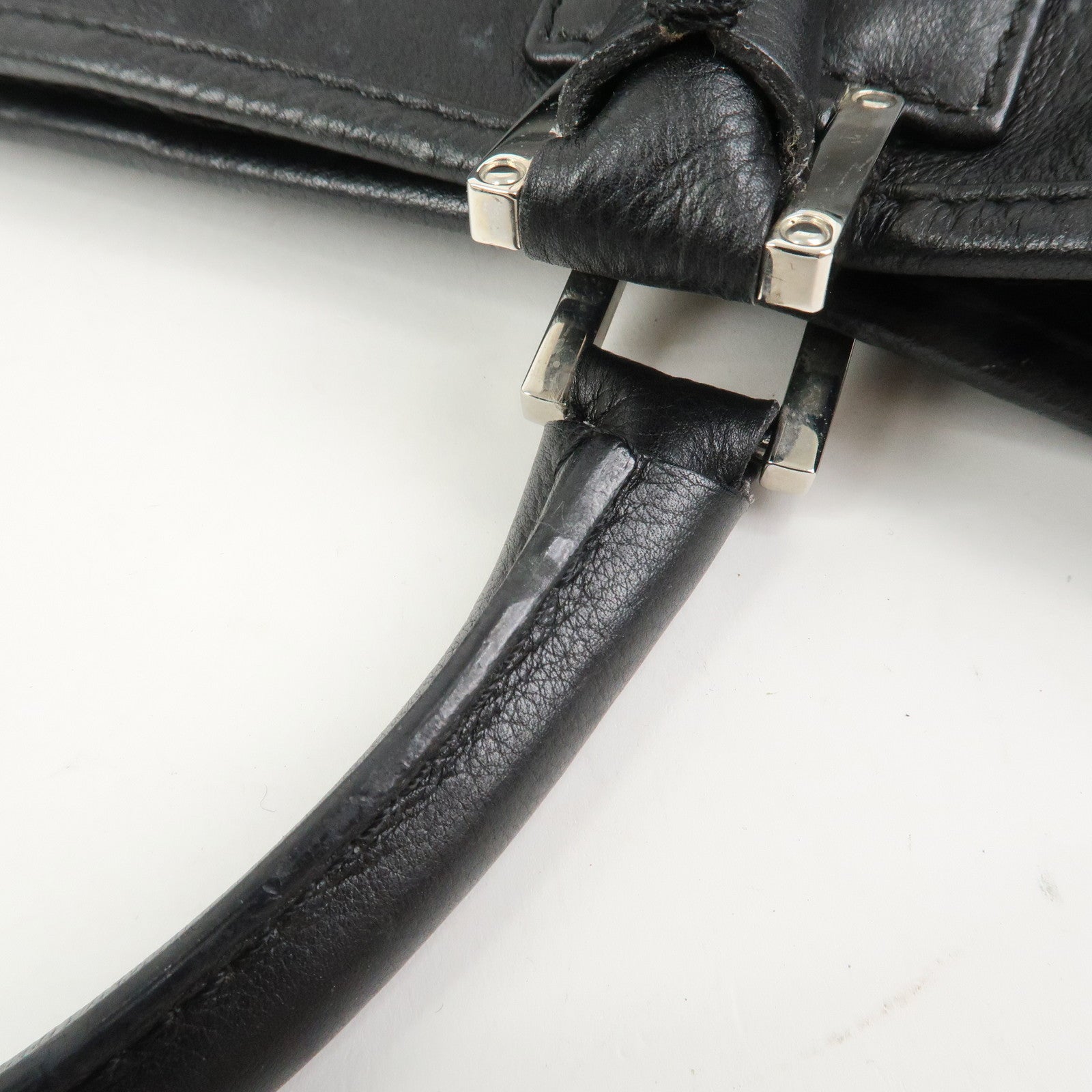 LOEWE Anagram Leather Tote Bag Hand Bag Black