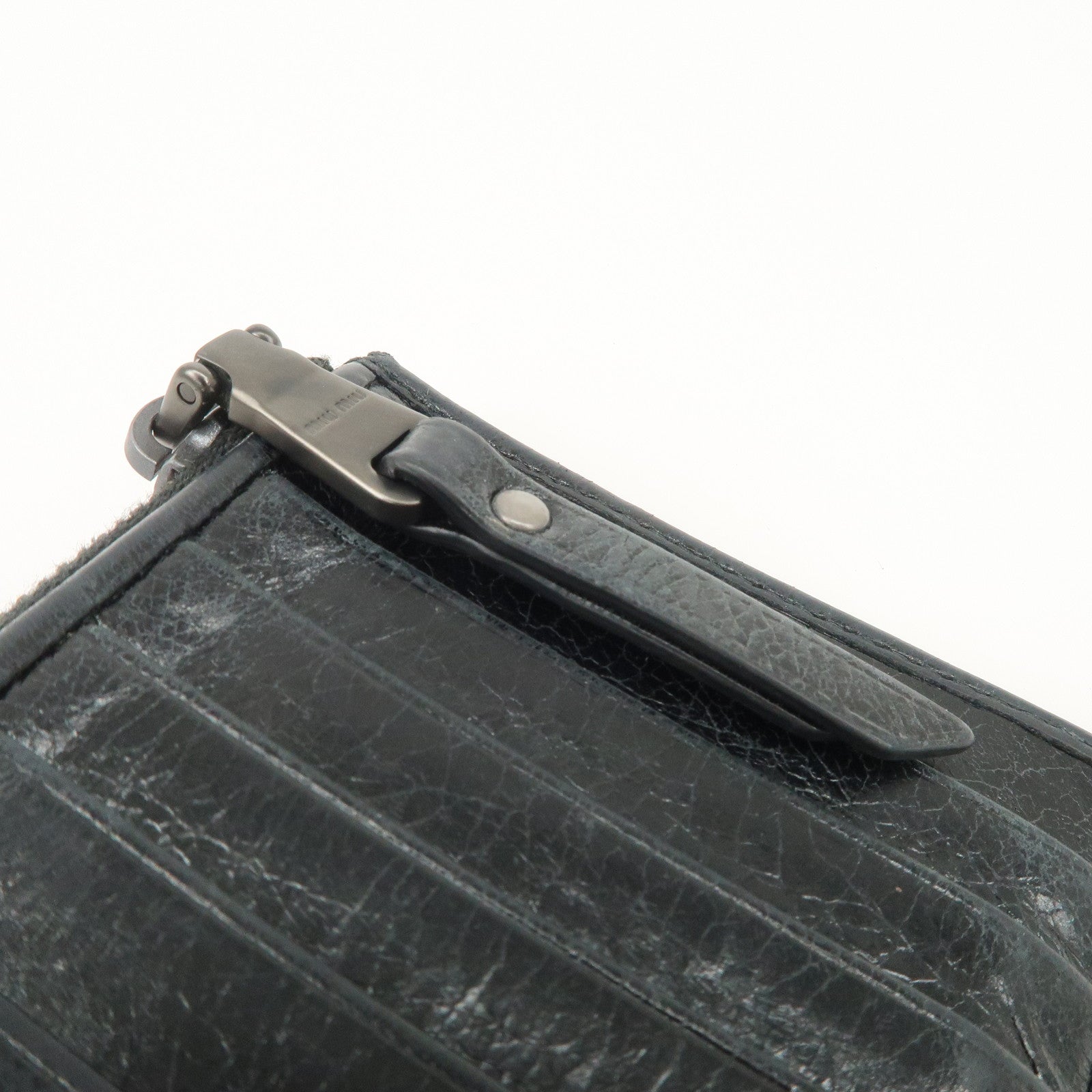 MIU MIU Matelasse Leather Card Case Black 5MB006 Used