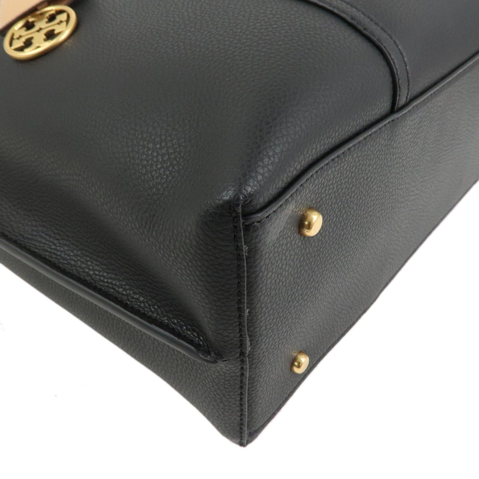 TORY BURCH Perry Leather Tote Bag Hand Bag Black