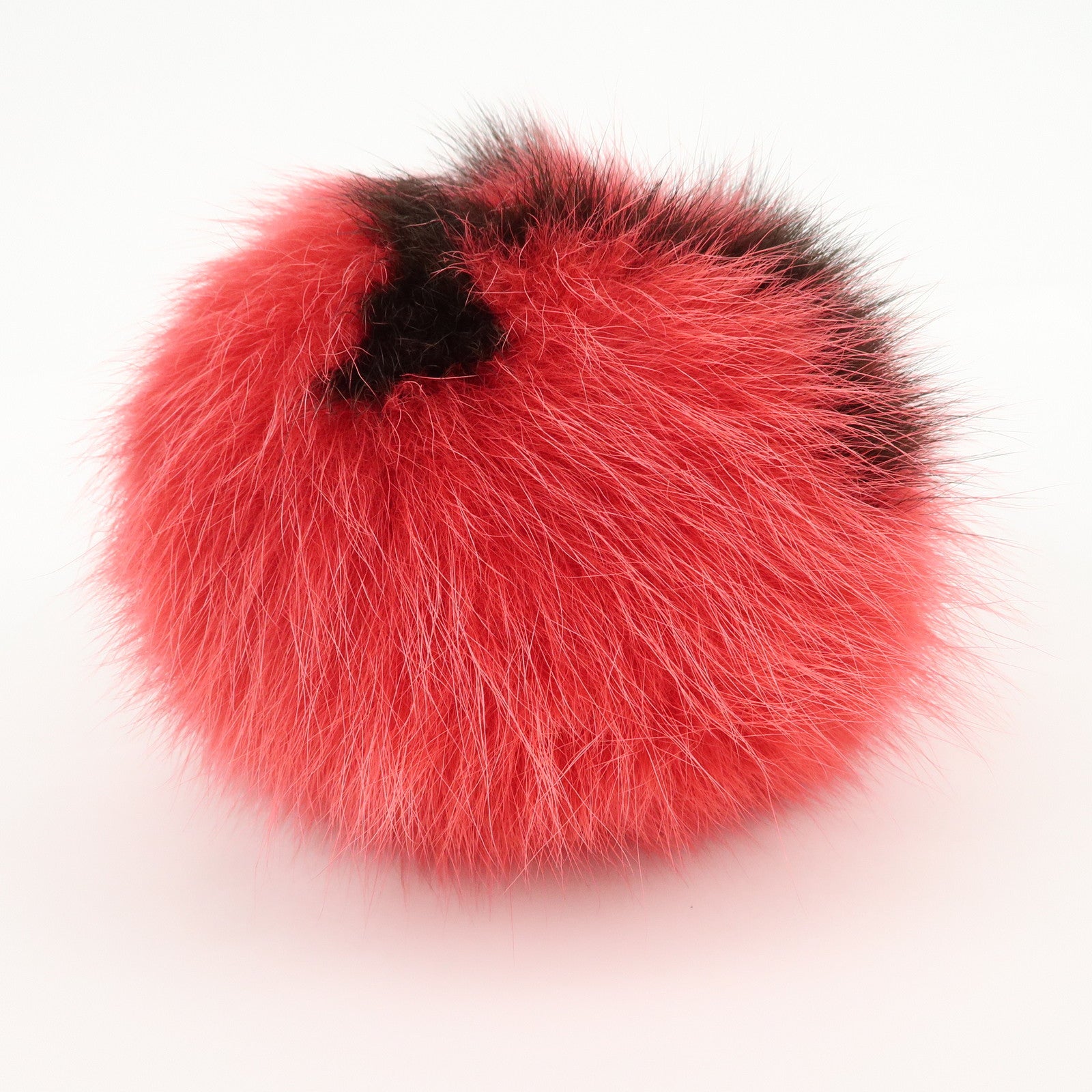 FENDI ABCHARM Initial A Pompom Fur Leather Bag Charm Key Chain Red