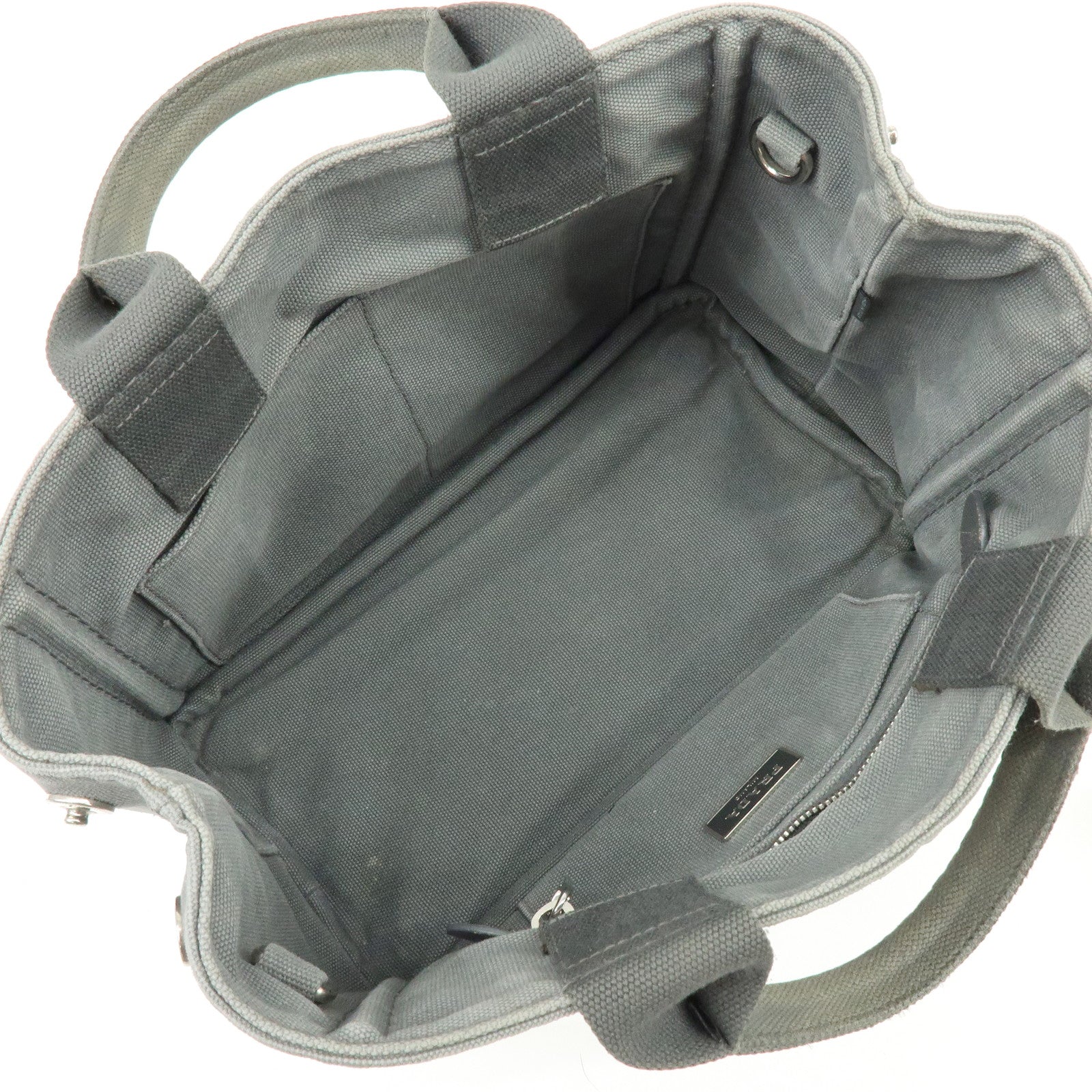 PRADA Canapa Mini Canvas 2Way Bag Hand Shoulder Bag Gray 1BG439