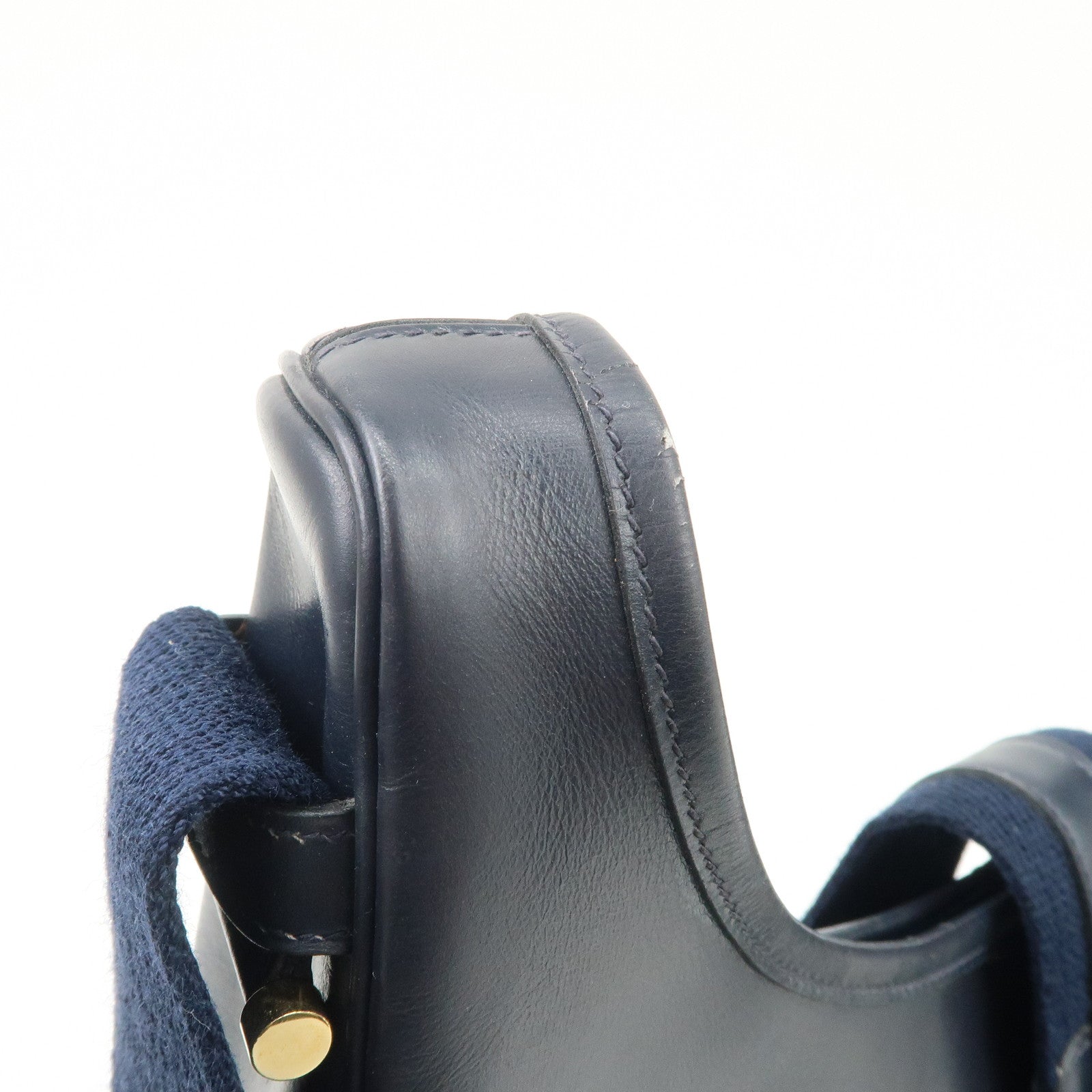 HERMES Saco Leather M Stamped Shoulder Bag Crossbody Bag Navy Used