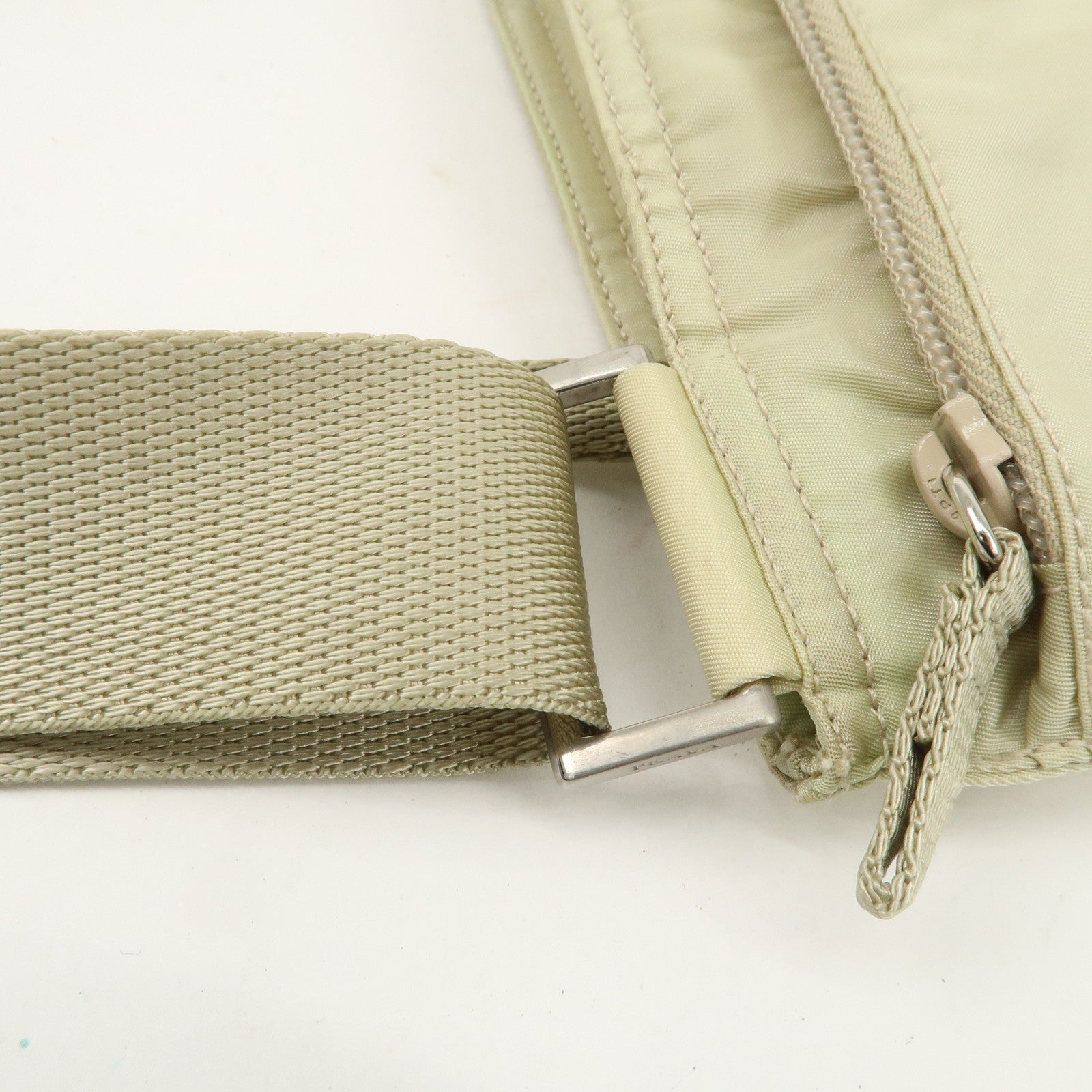 PRADA Triangle Logo Nylon Shoulder Bag Crossbody Bag Beige B7372 Used