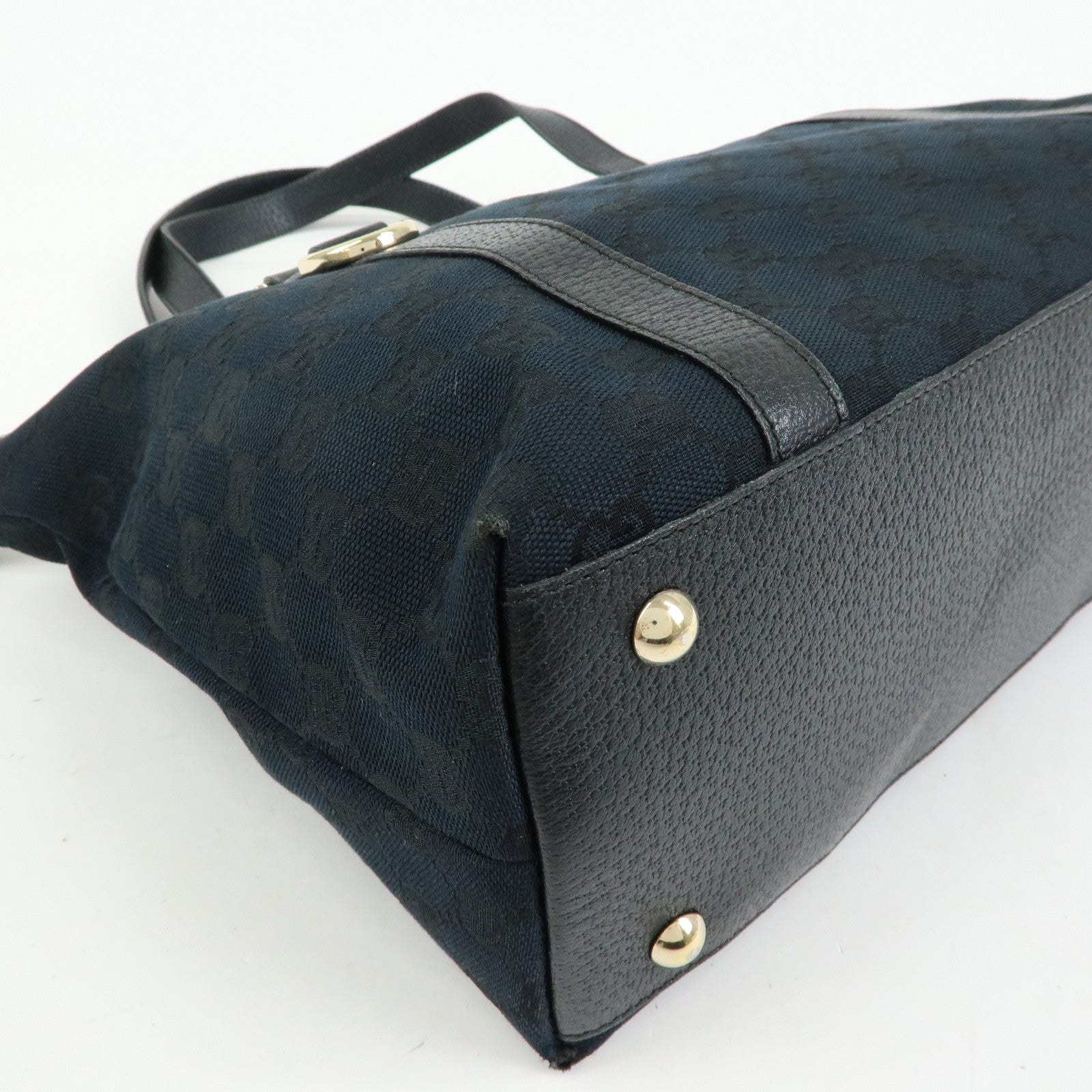 GUCCI Abbey GG Canvas Leather Tote Bag Shoulder Bag Black 141470