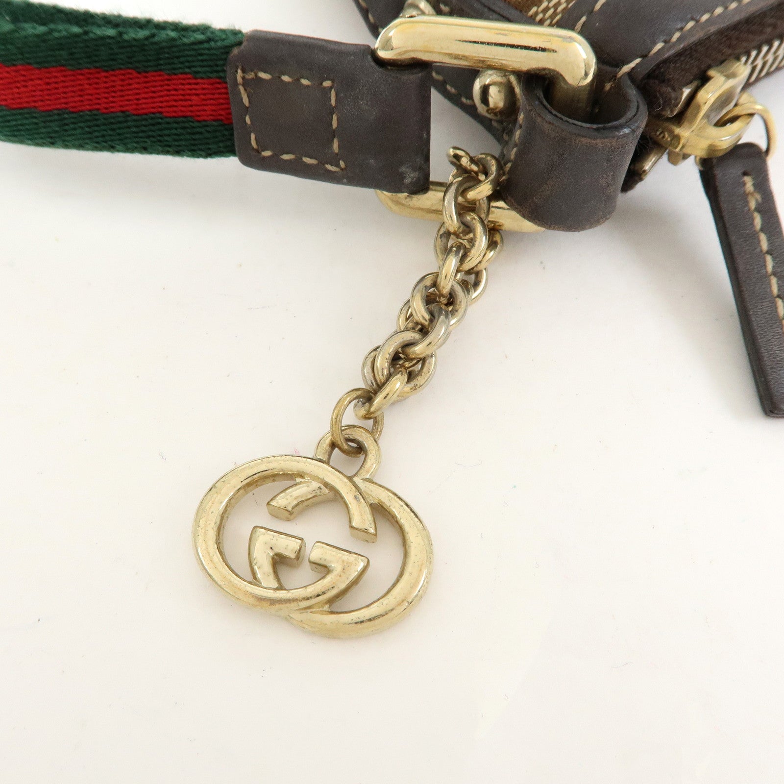 GUCCI Sherry Interlocking G Canvas Leather Mini Clutch Bag 191184