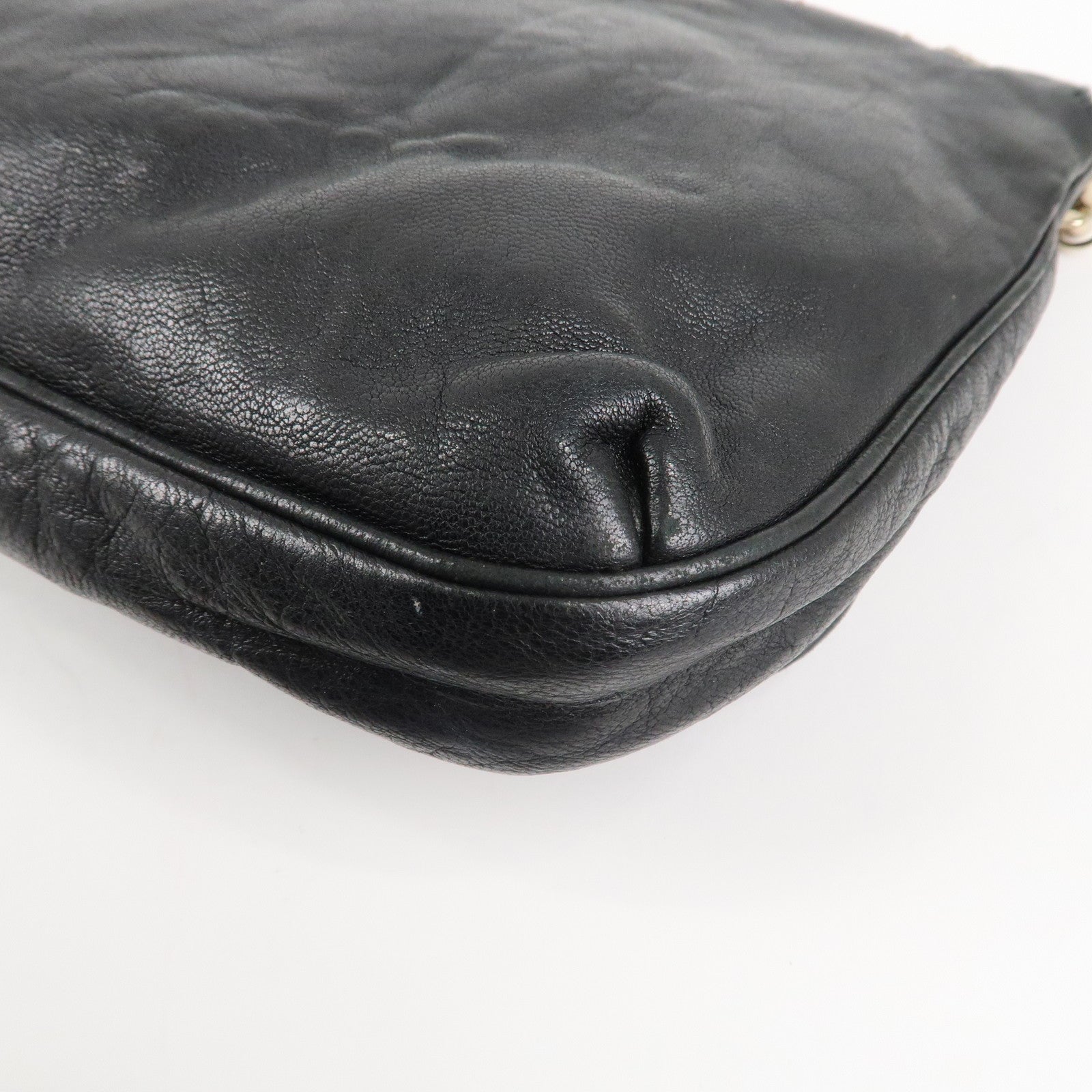 JIMMY CHOO Zodiac Leather Studs Shoulder Bag Black Gold HDW Used