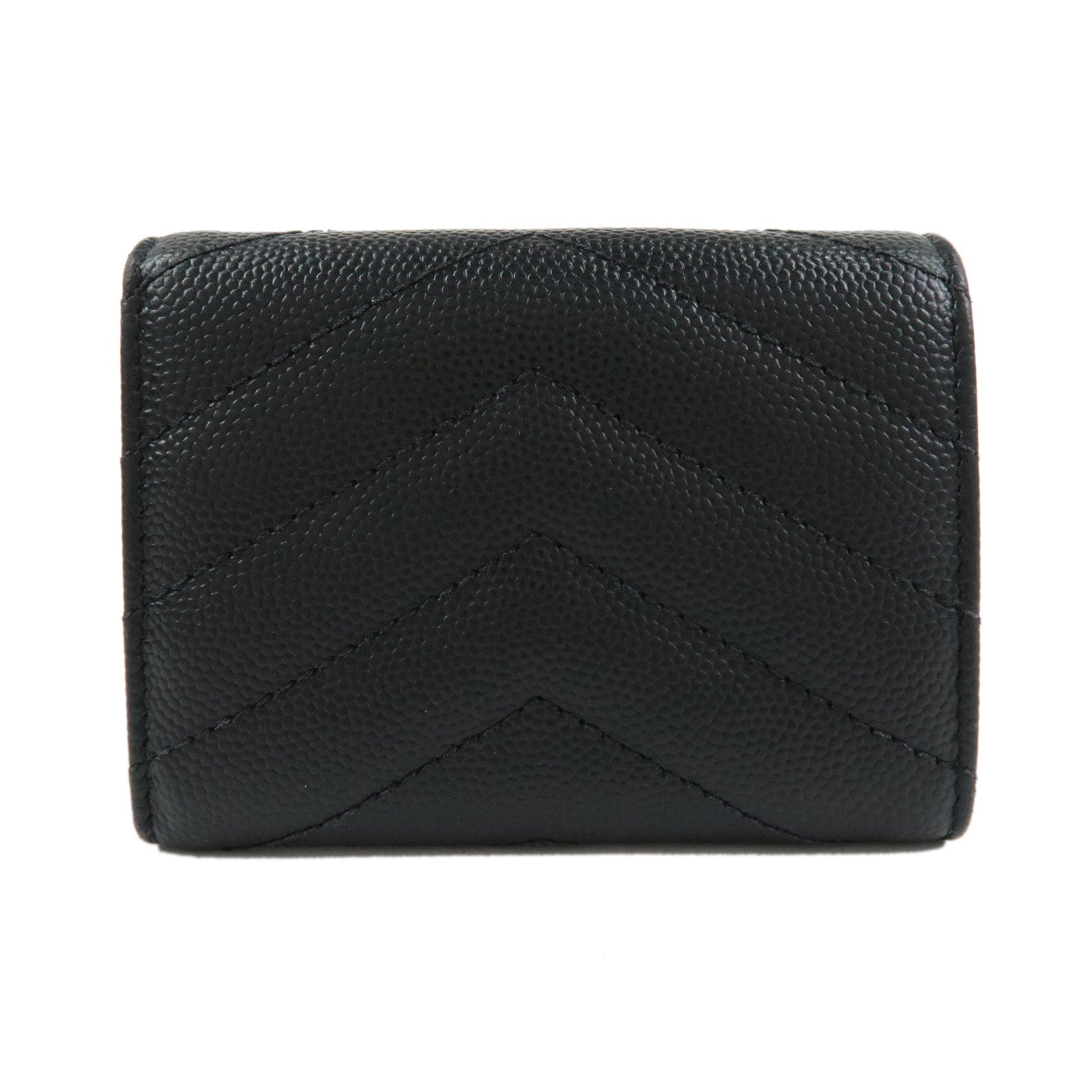 SAINT LAURENT PARIS Cassandre Leather Compact Wallet Black 505118