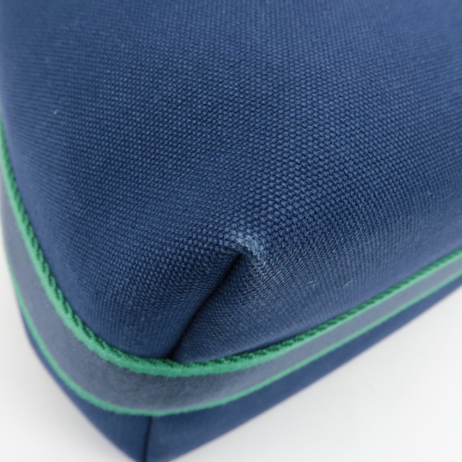 HERMES Canvas Bride A Brac GM Hand Bag Cosmetic Pouch Green Navy Used