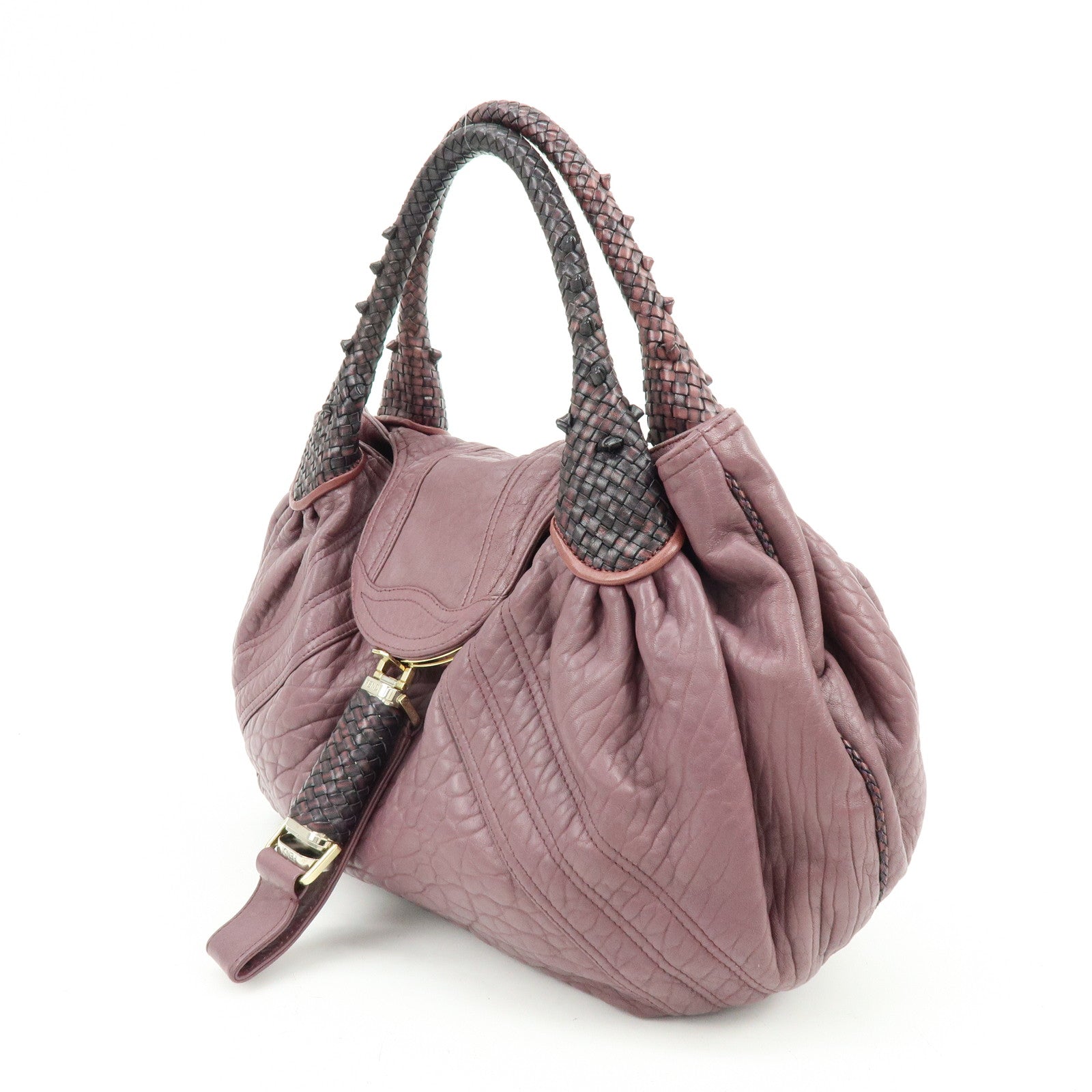 FENDI Leather Spy Bag Hand Bag Shoulder Bag Purple 8BR511