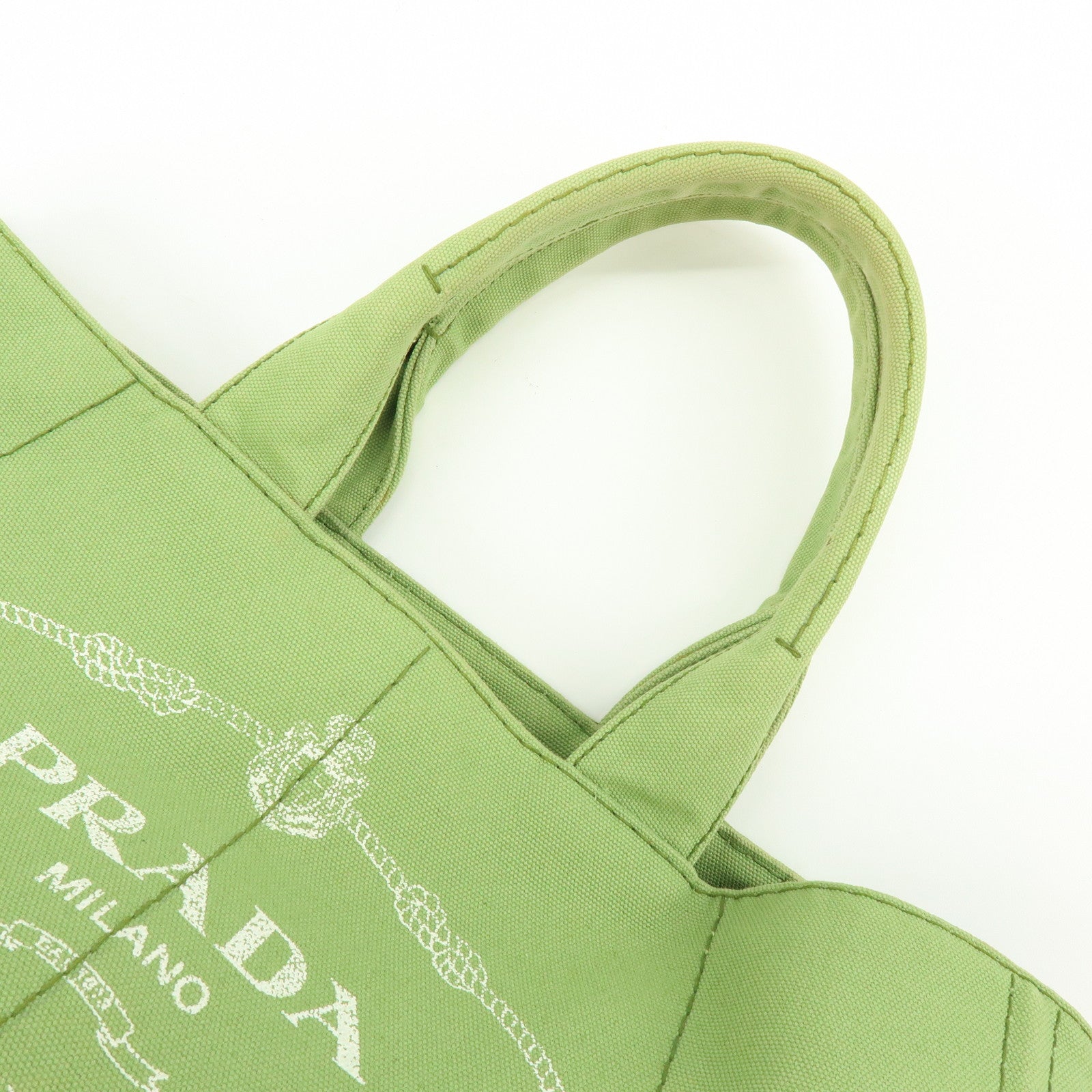 PRADA Canapa Large Triangle Logo Canvas Tote Bag Hand Bag B1872B