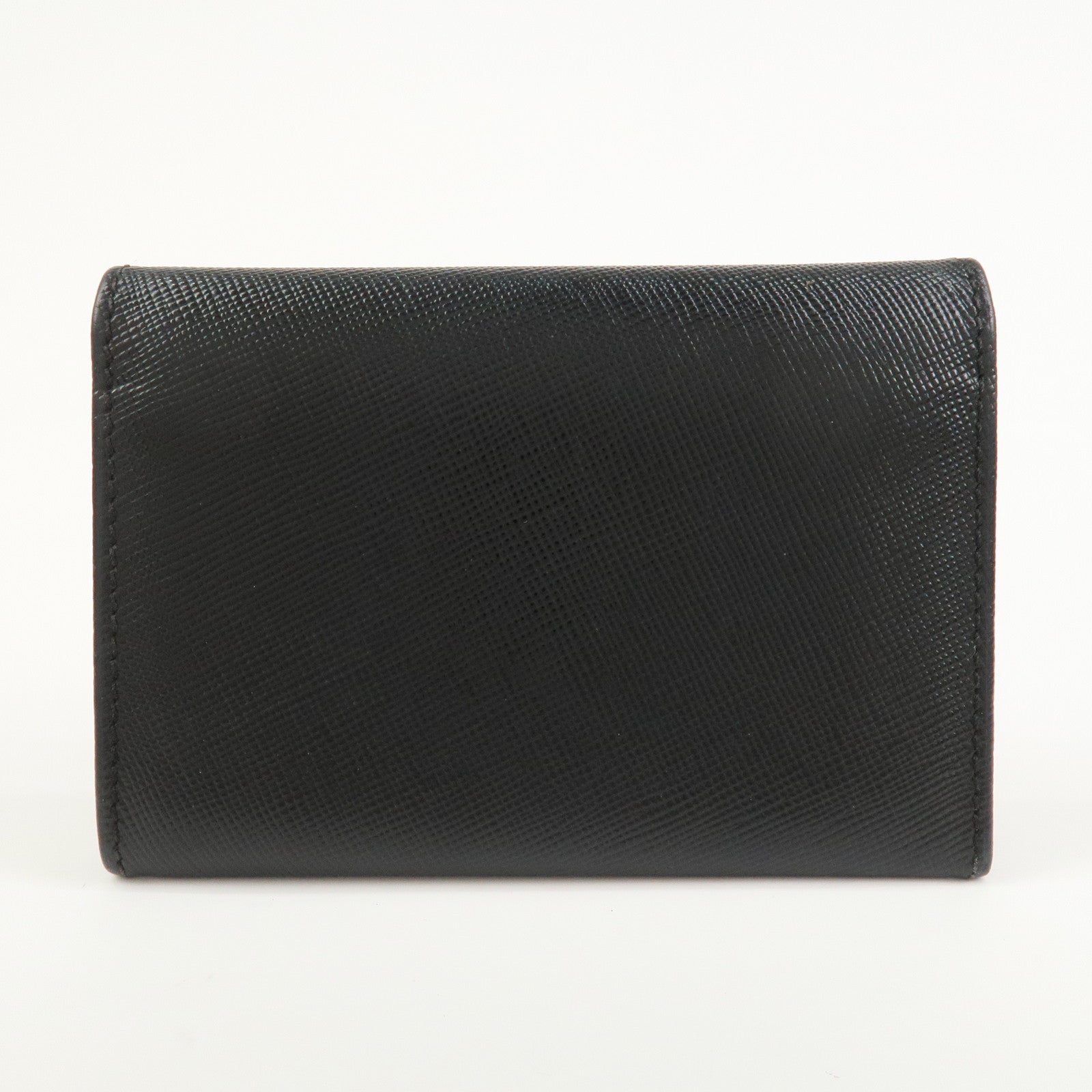 PRADA Triangle Logo Saffiano Leather Card Case Card Holder Black