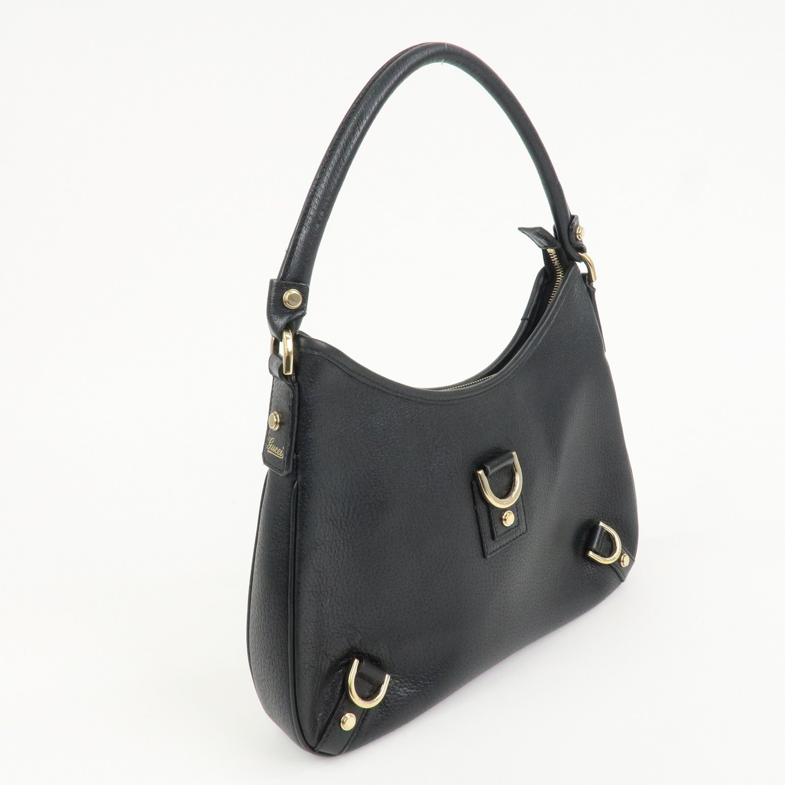 GUCCI Abbey GG Canvas Leather Shoulder Bag Black 130738