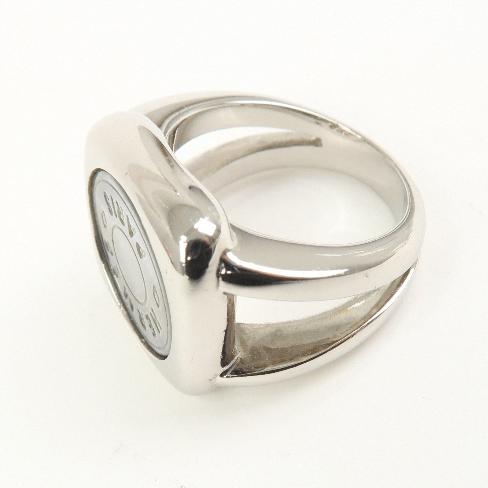 HERMES Sellier Shell Metal Ring Silver #53 US7