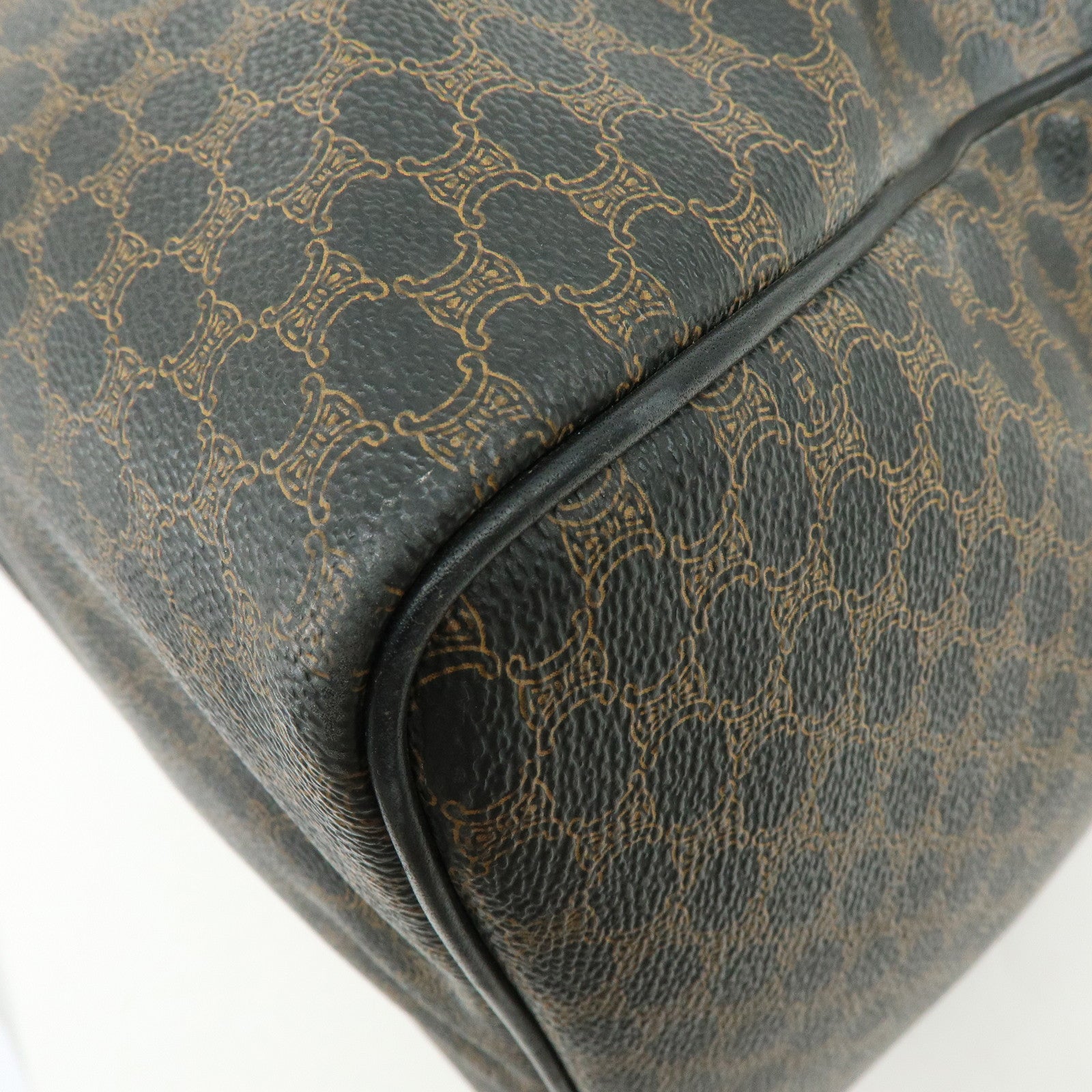 CELINE Macadam PVC Leather Boston Bag Tote Bag Black Brown