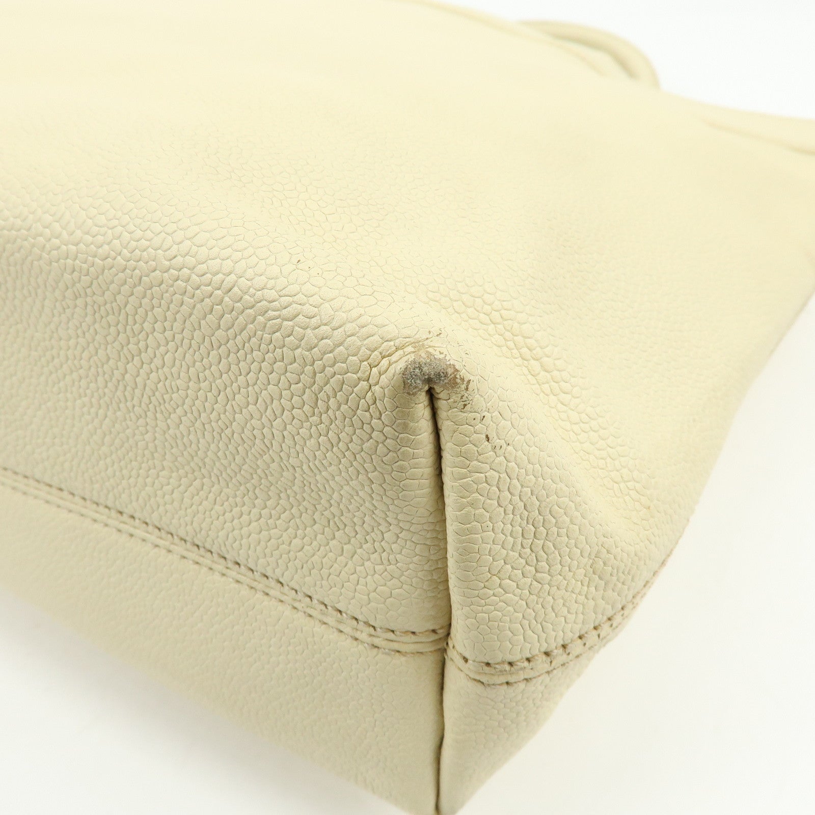 CHANEL COCO Mark Caviarskin Tote Bag Shoulder Bag Hand Bag Ivory