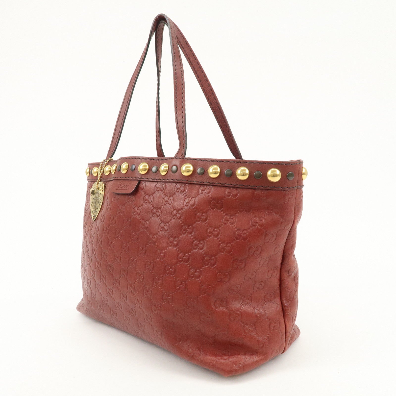 GUCCI Historia Guccissima Leather Tote Hand Bag Red Brown 207291 Used