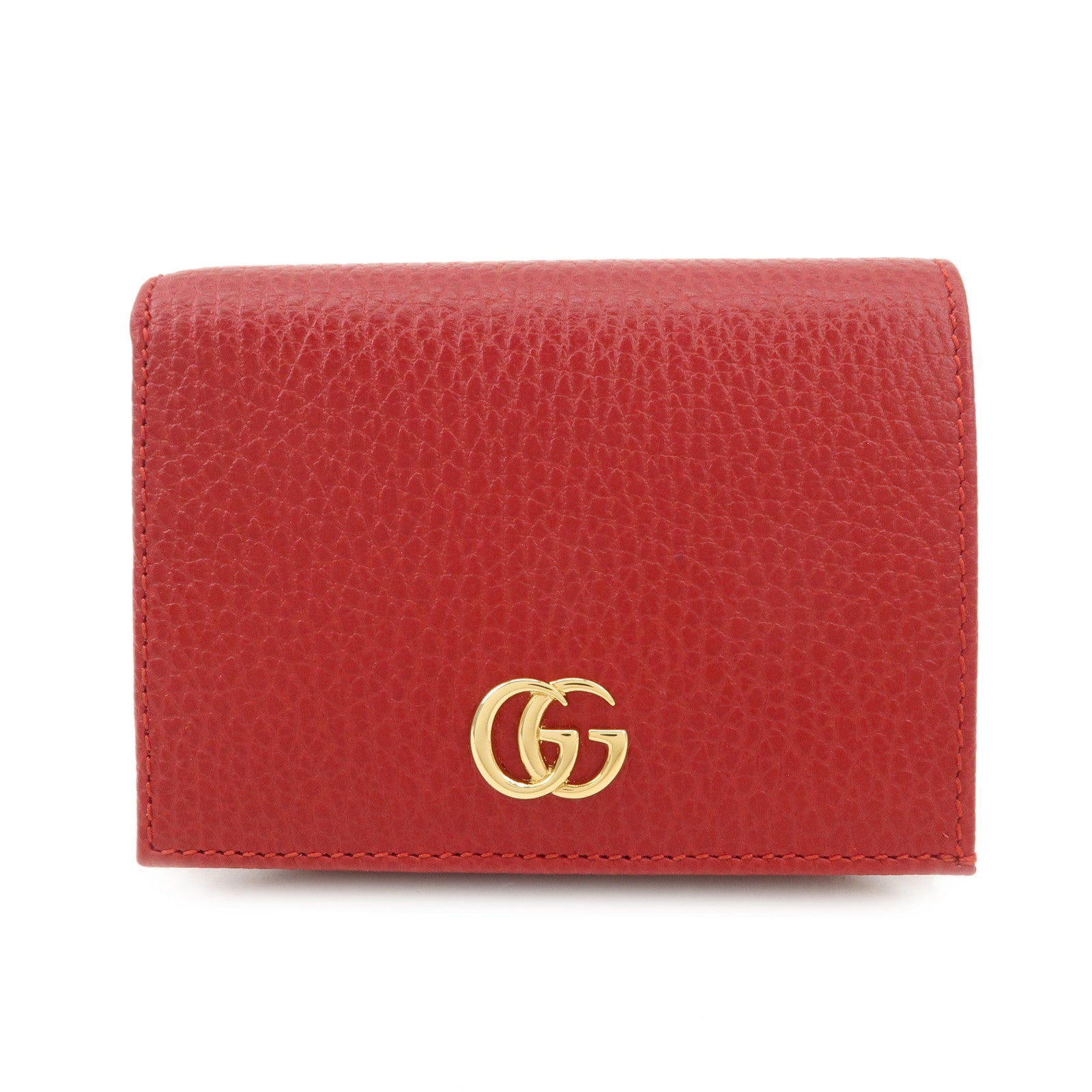 GUCCI GG Marmont Double G Mini Wallet Compact Wallet Red 456126 Used