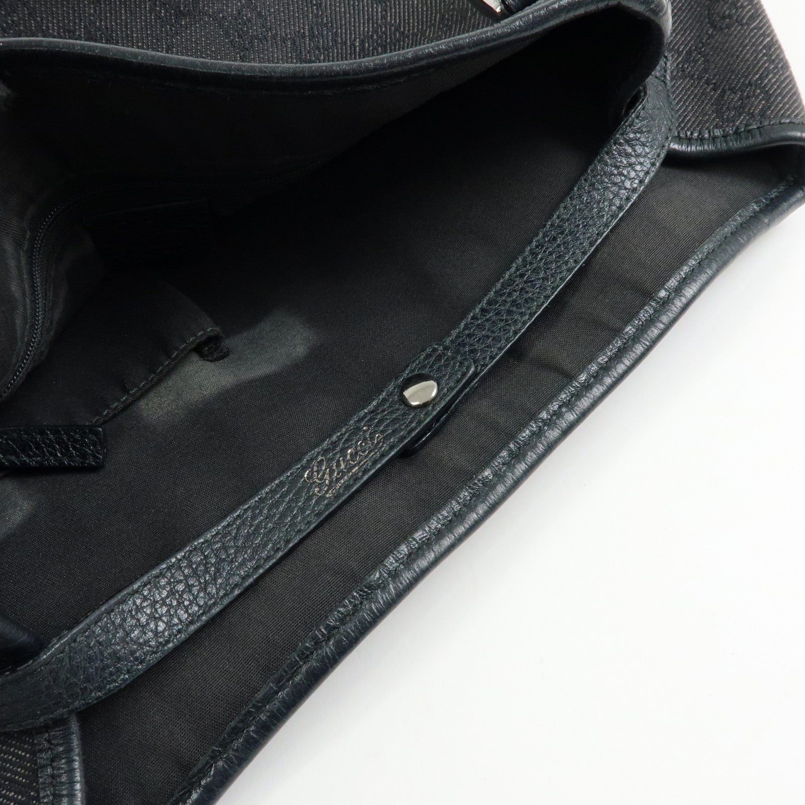 GUCCI Abbey GG Monogram Denim Tote Bag Hand Bag Black 293578