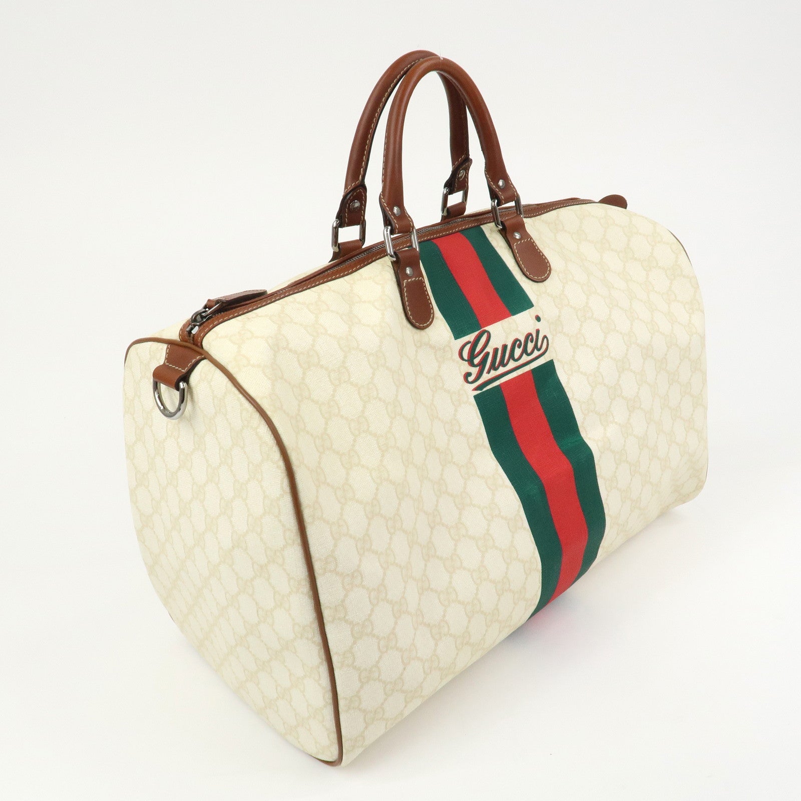 GUCCI Sherry GG Supreme Leather Boston Bag Ivory 189688