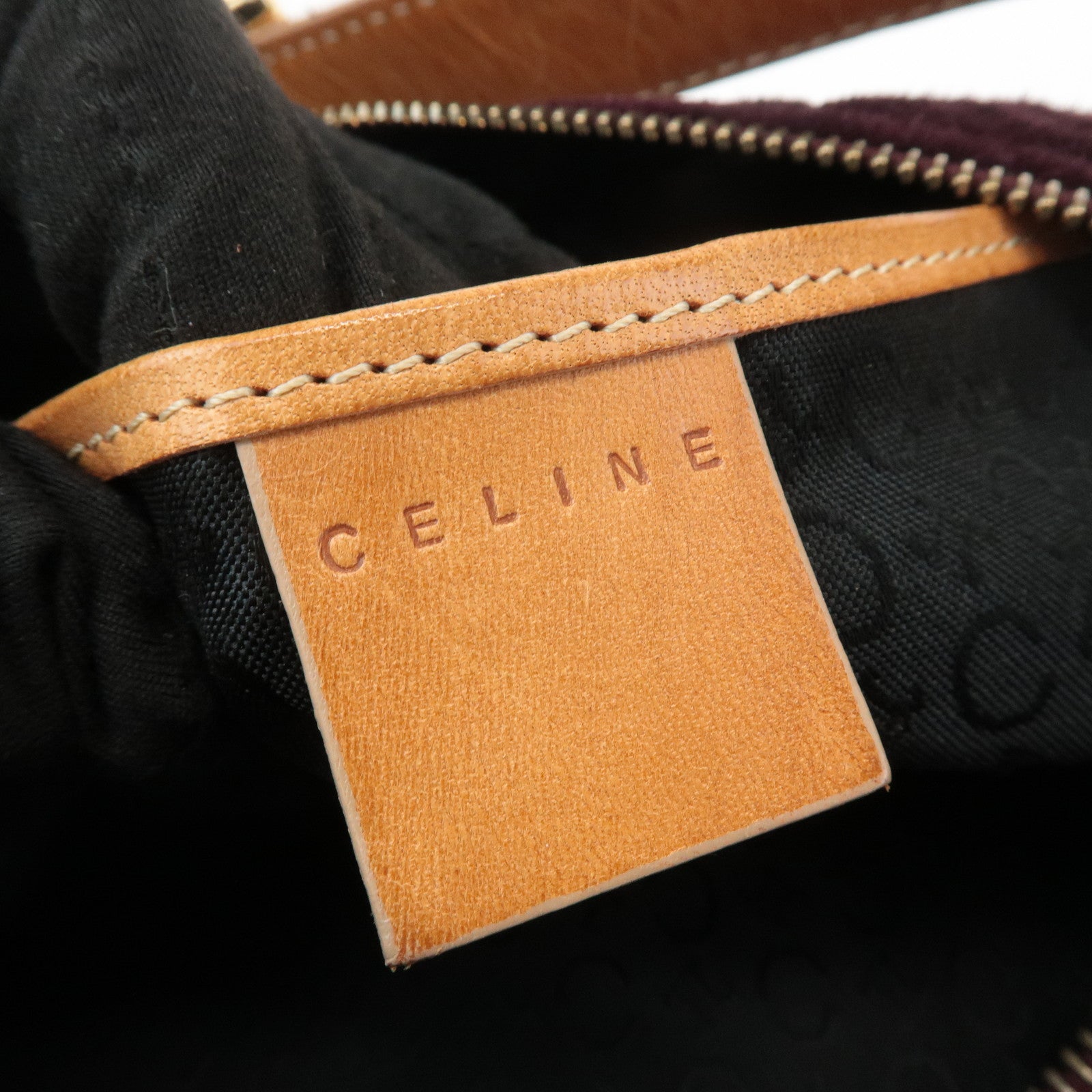 CELINE C Macadam Suede Leather Shoulder Bag Bordeaux Brown