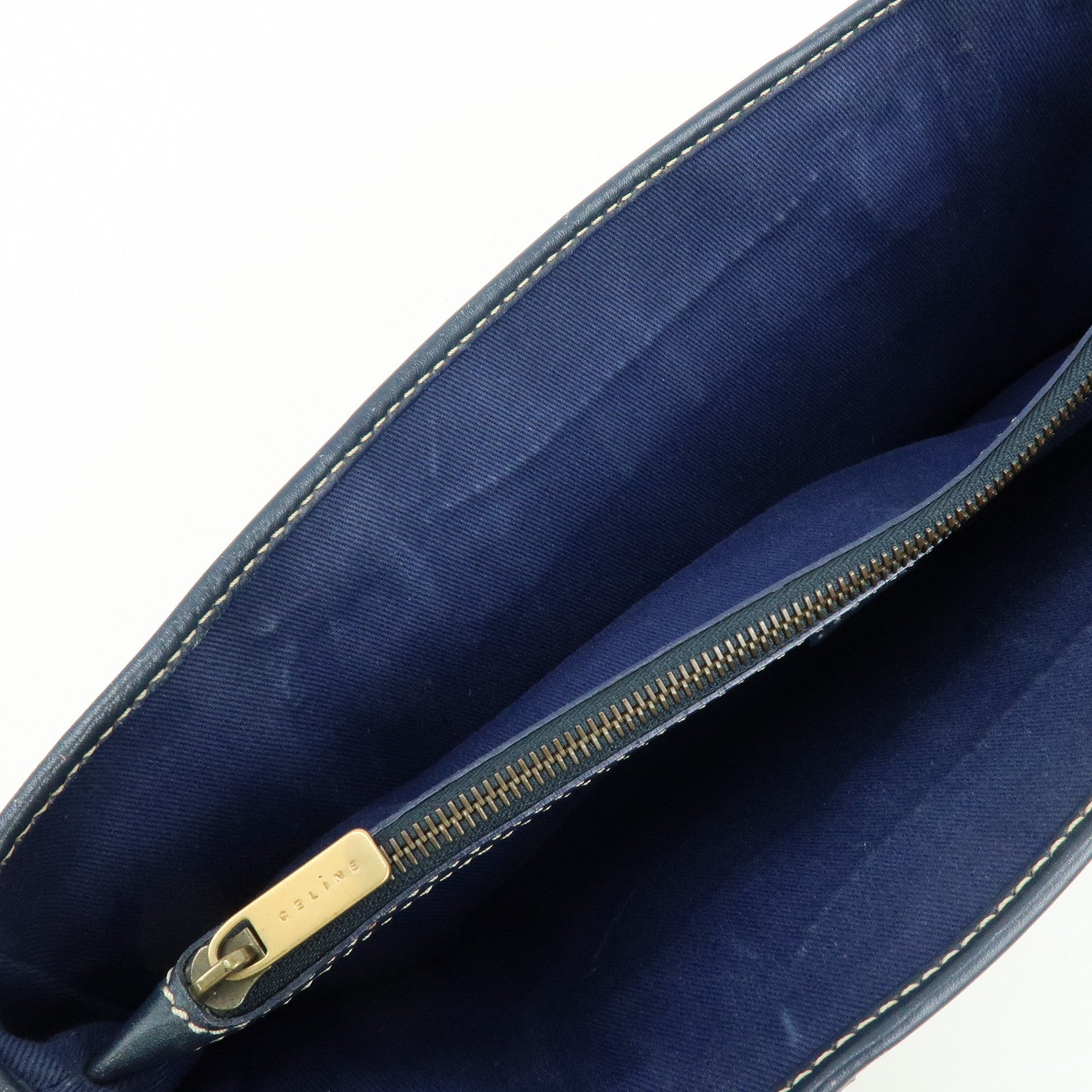 CELINE Macadam Canvas Leather Boogie Bag Hand Bag Navy