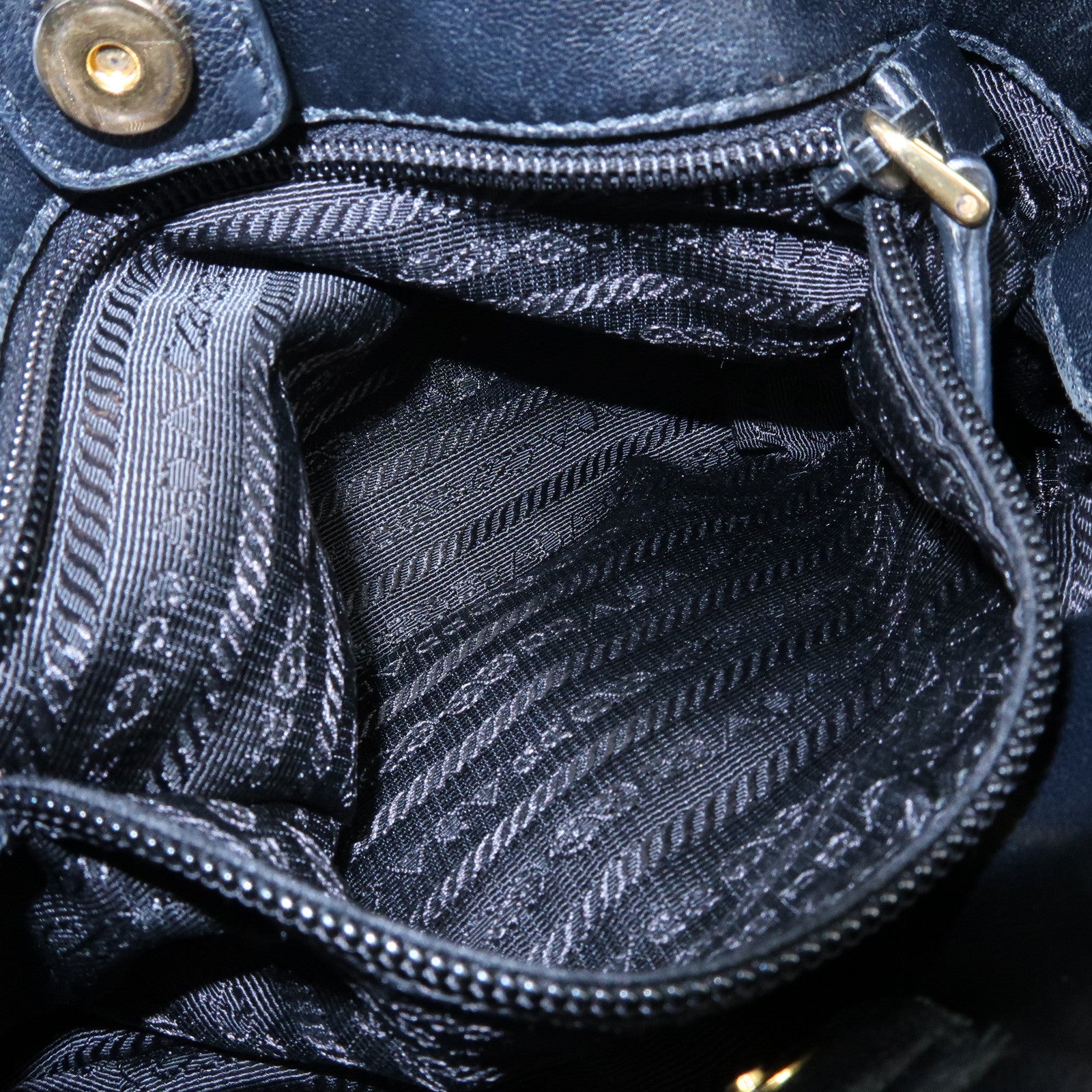 PRADA Ribbon Nylon Leather Shoulder Bag Hand Bag Black