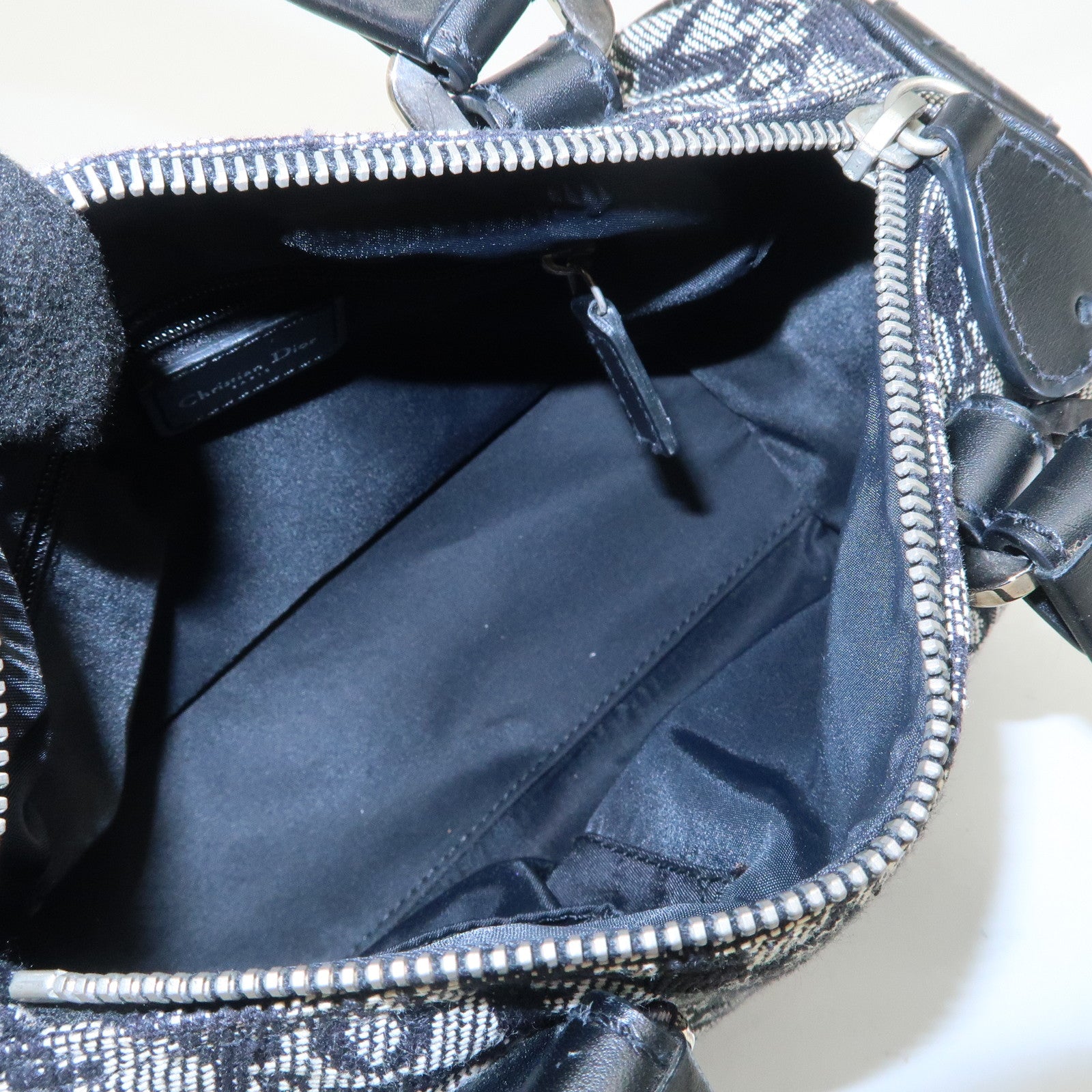 Christian Dior Trotter Canvas Leather Boston Bag Black