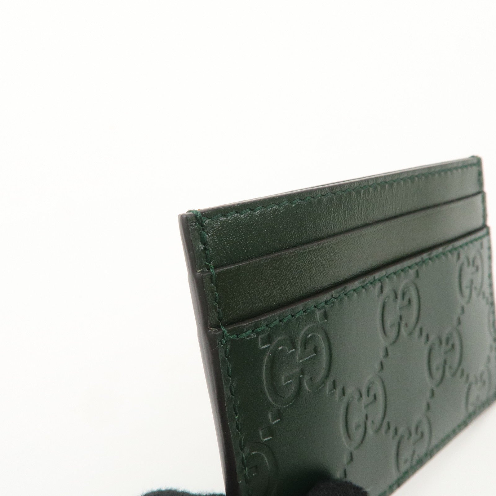 GUCCI Guccissima Tiger Natal Details Leather Card Case Green 428542 Used