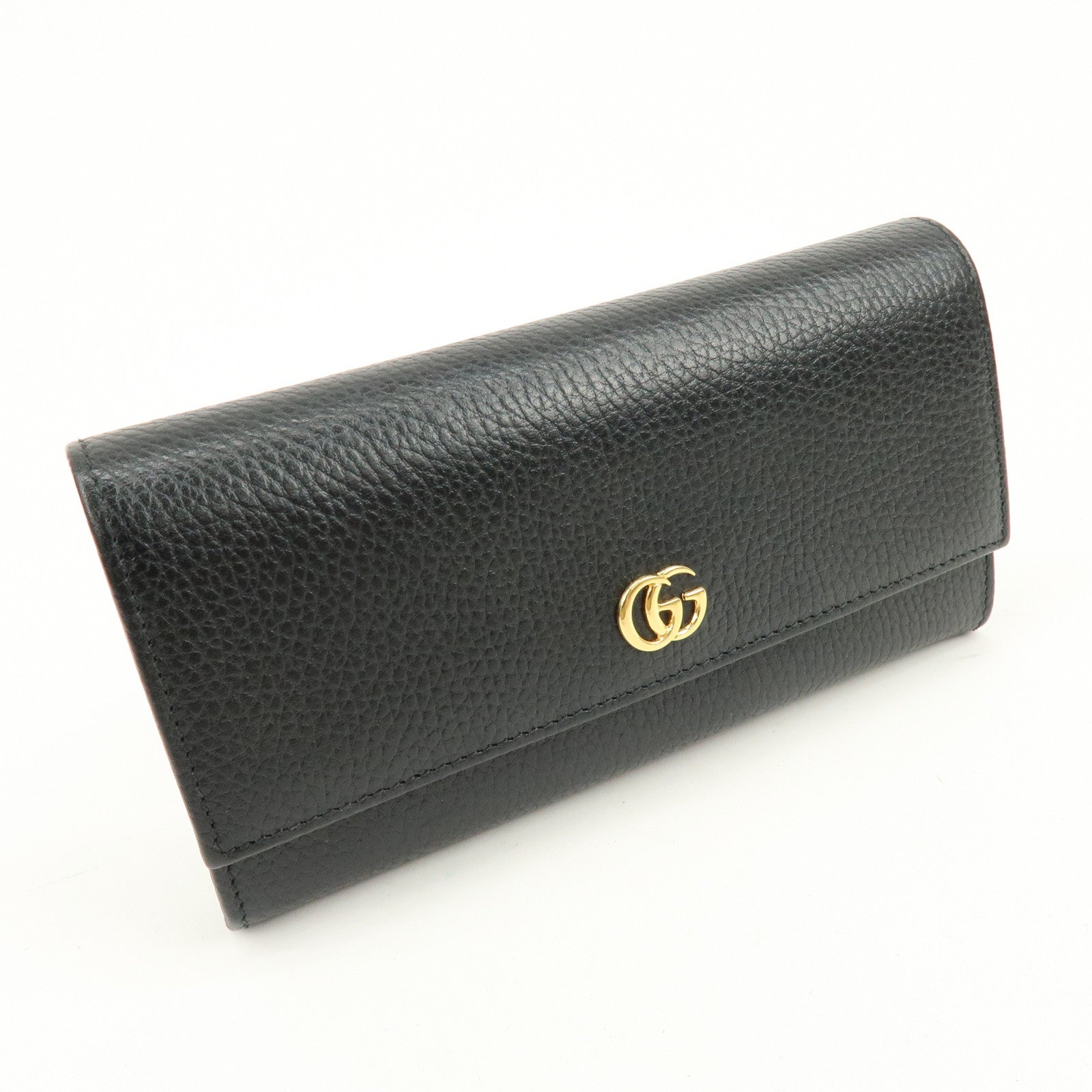 GUCCI GG Marmont Leather Long Flap Wallet Black 456116