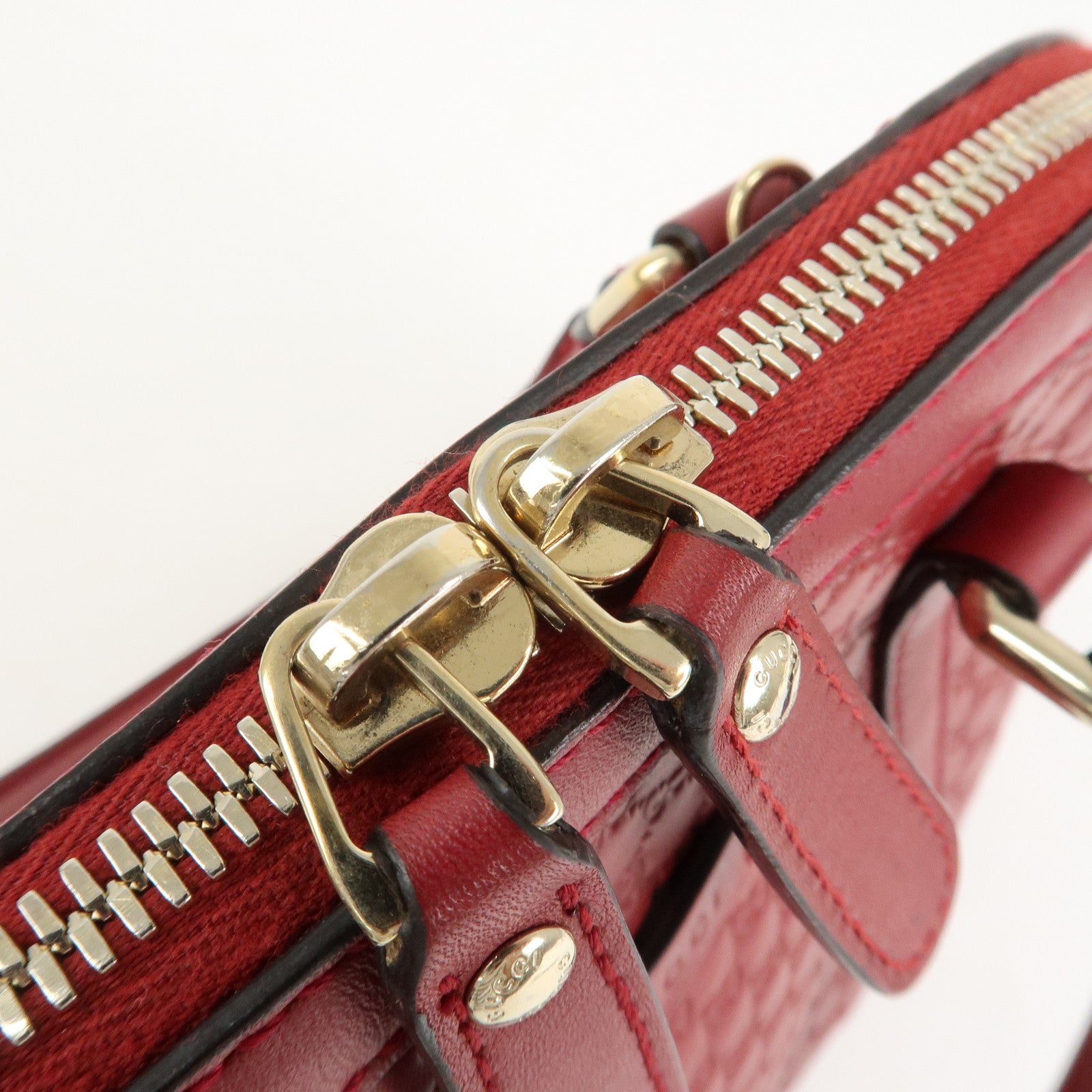 GUCCI Micro Guccissima Leather 2Way Hand Shoulder Bag Red 449654 Used