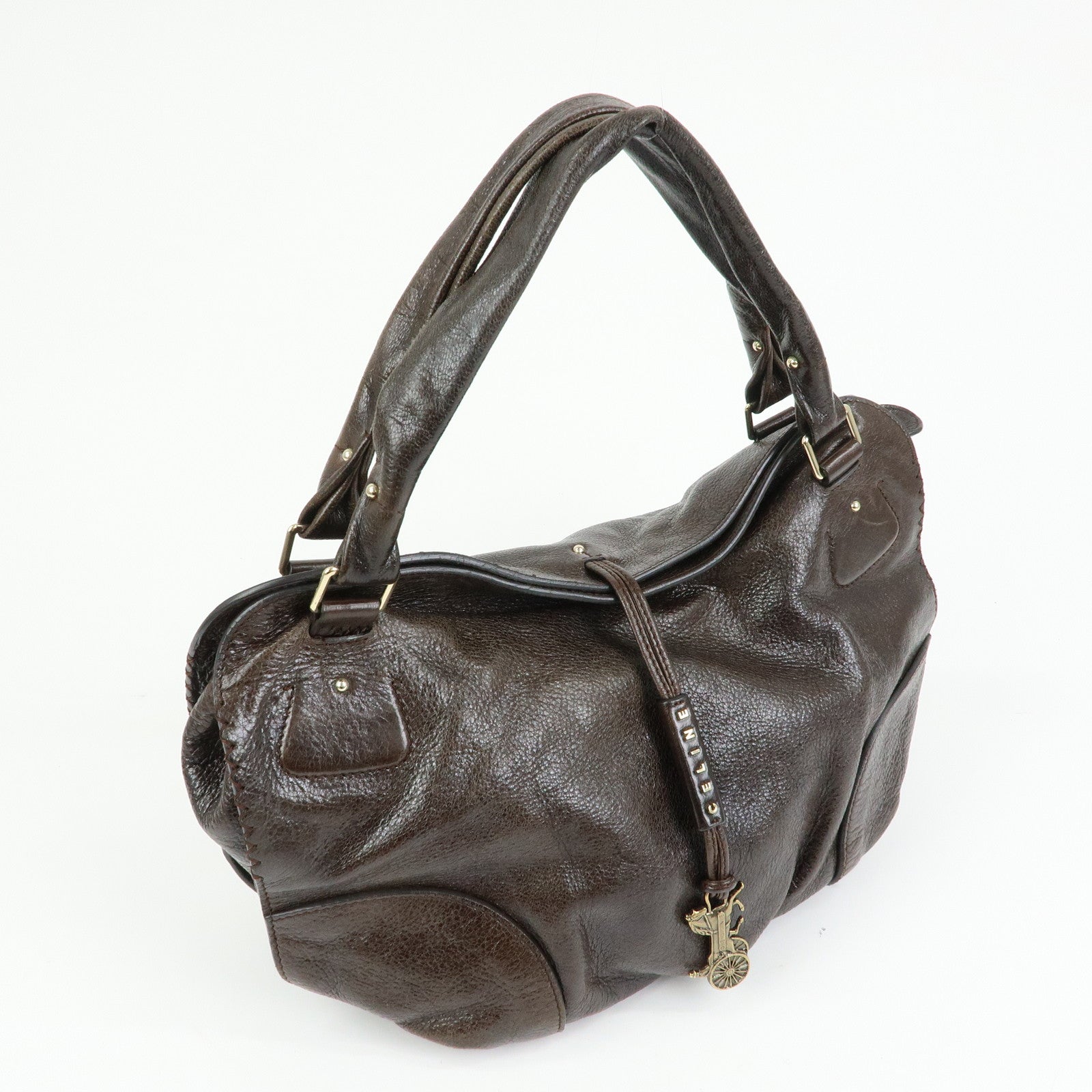 CELINE Bittersweet Leather Shoulder Bag Hand Bag Brown