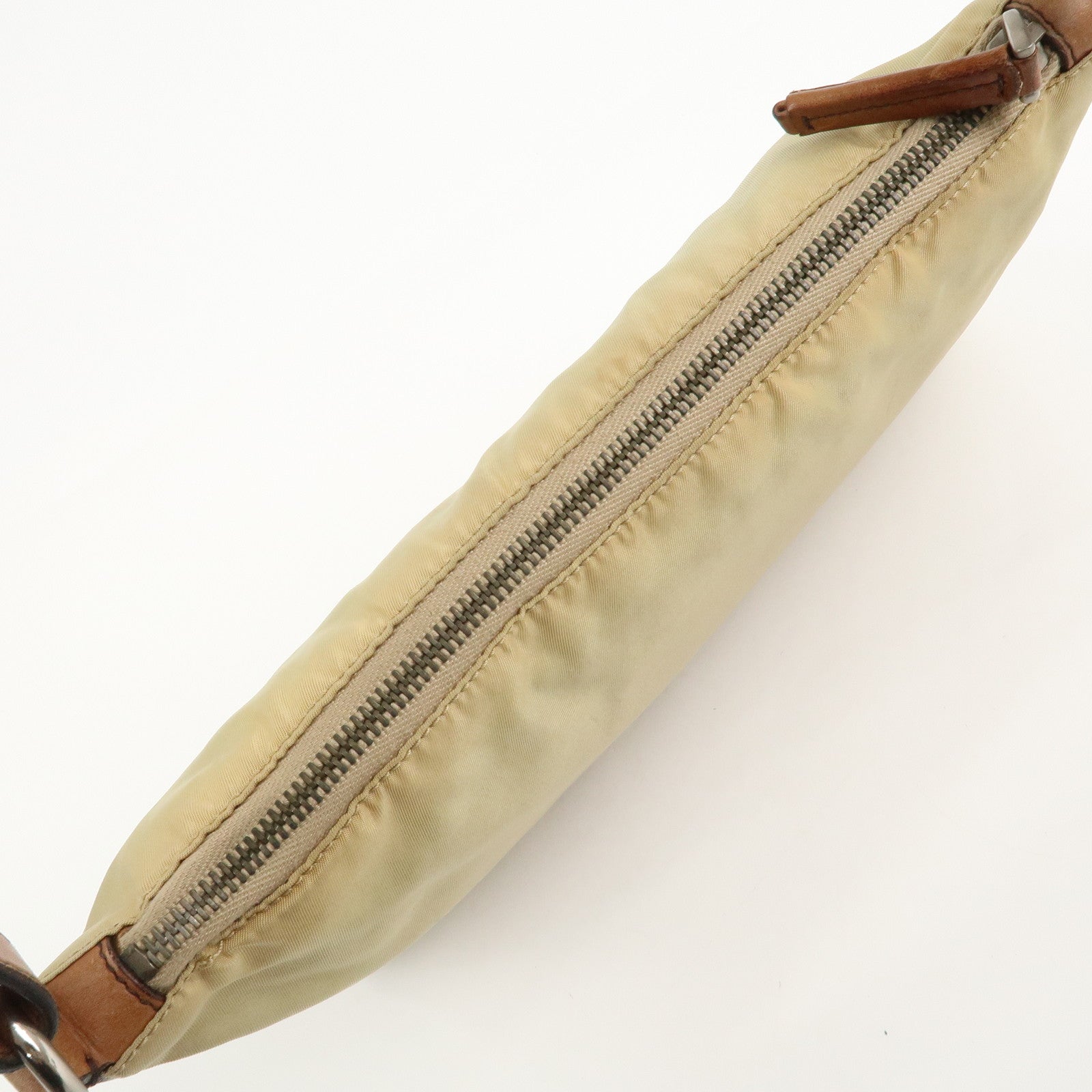 PRADA Triangle Logo Nylon Shoulder Bag Brown BR2205